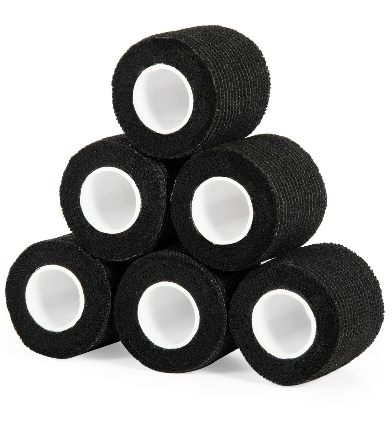 Self-Adhesive Legal Bandage - 5cm x 4.5m | Fixing Cohesive Bandage for First Aid & Sports | 6 Rolls Black - Ideal for Dogs Wrists & Feet - Buy Online on GoSupps.com
