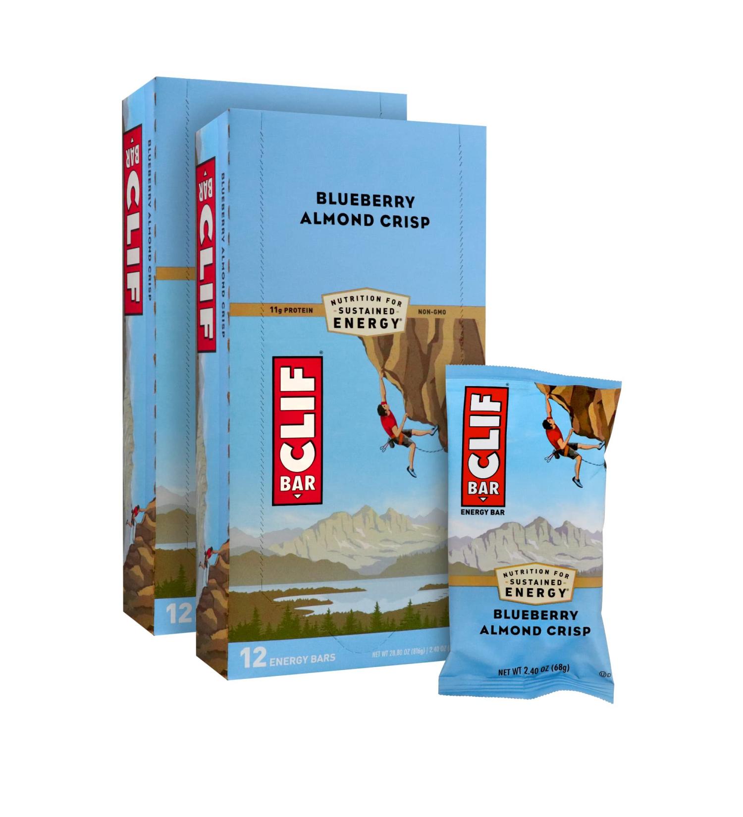 CLIF BAR Blueberry Almond Crisp Energy Bars - Organic Oats - Plant Based - Vegetarian - Kosher - 2.4 oz Protein Bars - 24 Count (12 Count x 2 Packs) - Buy Online on GoSupps.com
