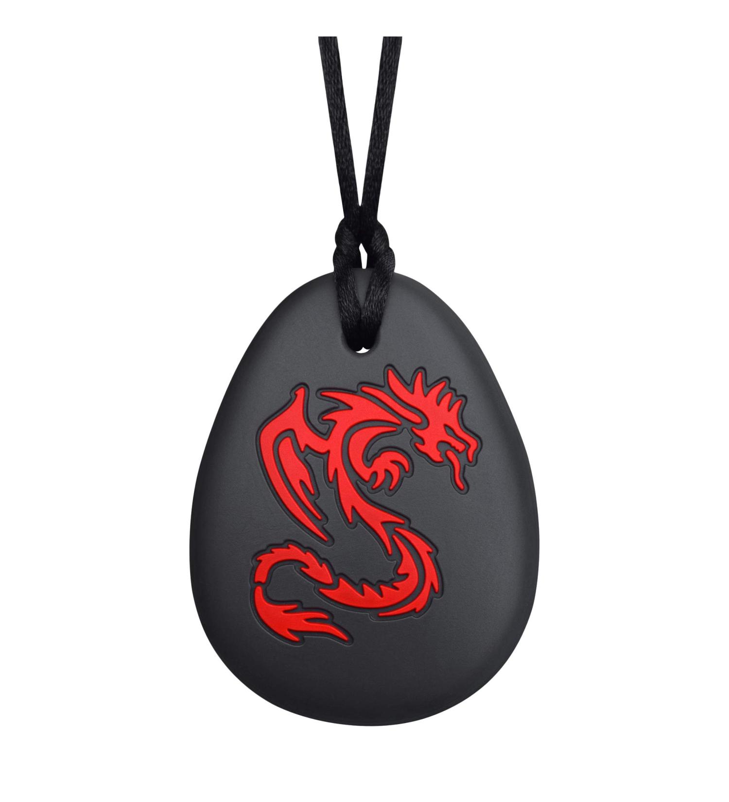 Munchables Dragon Sensory Chew Necklace - Red/Black Chewy Fidget Stim Toy for Adults & Kids - Buy Online on GoSupps.com