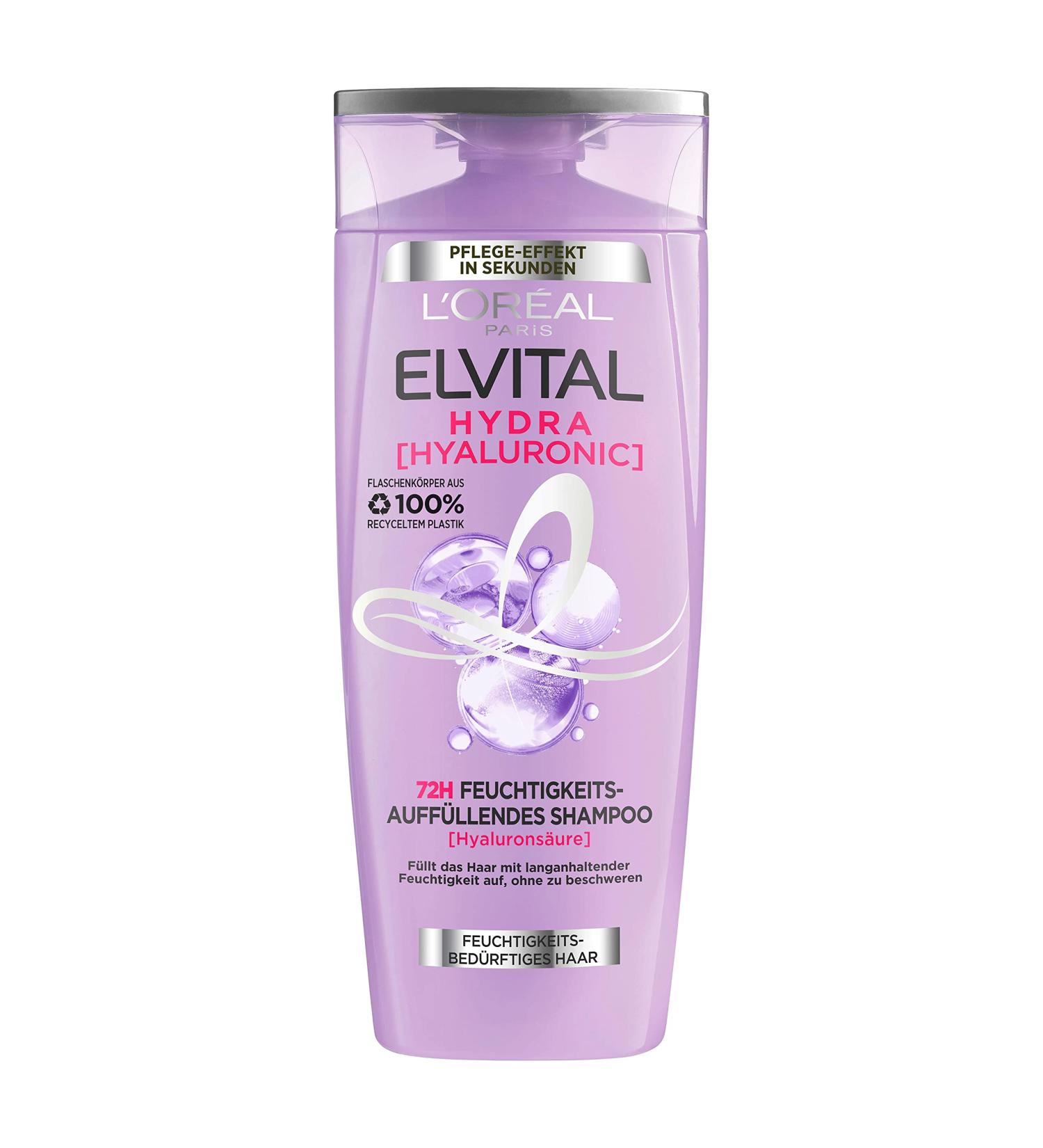 L'Or al Paris Elvital Moisturizing Shampoo for Shiny Healthy Hair with Hyaluronic Acid - 300 ml (1 Pack) | Hydration Boost for All Hair Types - Buy Online on GoSupps.com