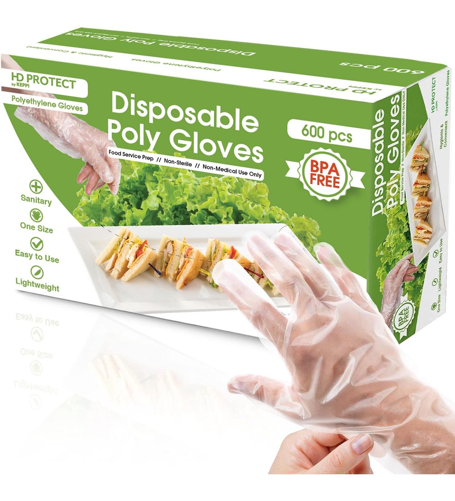 600 Pack Plastic Gloves - Bulk Food Safe Disposable Cooking Gloves | Transparent Food Grade Guantes Desechables | One Size Fits Most - Buy Online on GoSupps.com