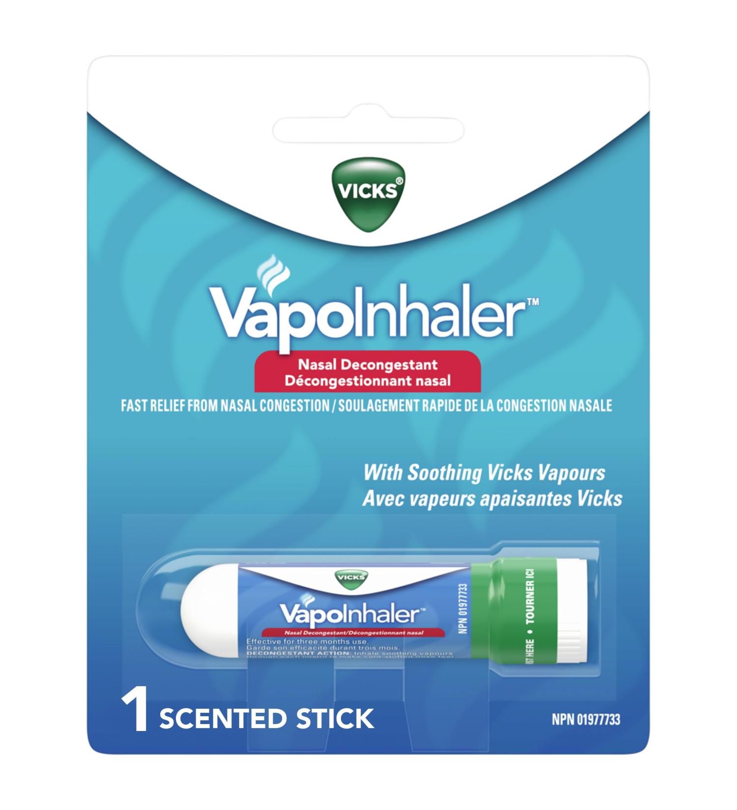 Vicks Vapoinhaler Nasal Decongestant with Soothing Vapors for Temporary Relief due to a Cold Menthol Scent 1 Pack 0.2 mL Pack of 1 - Buy Online on GoSupps.com