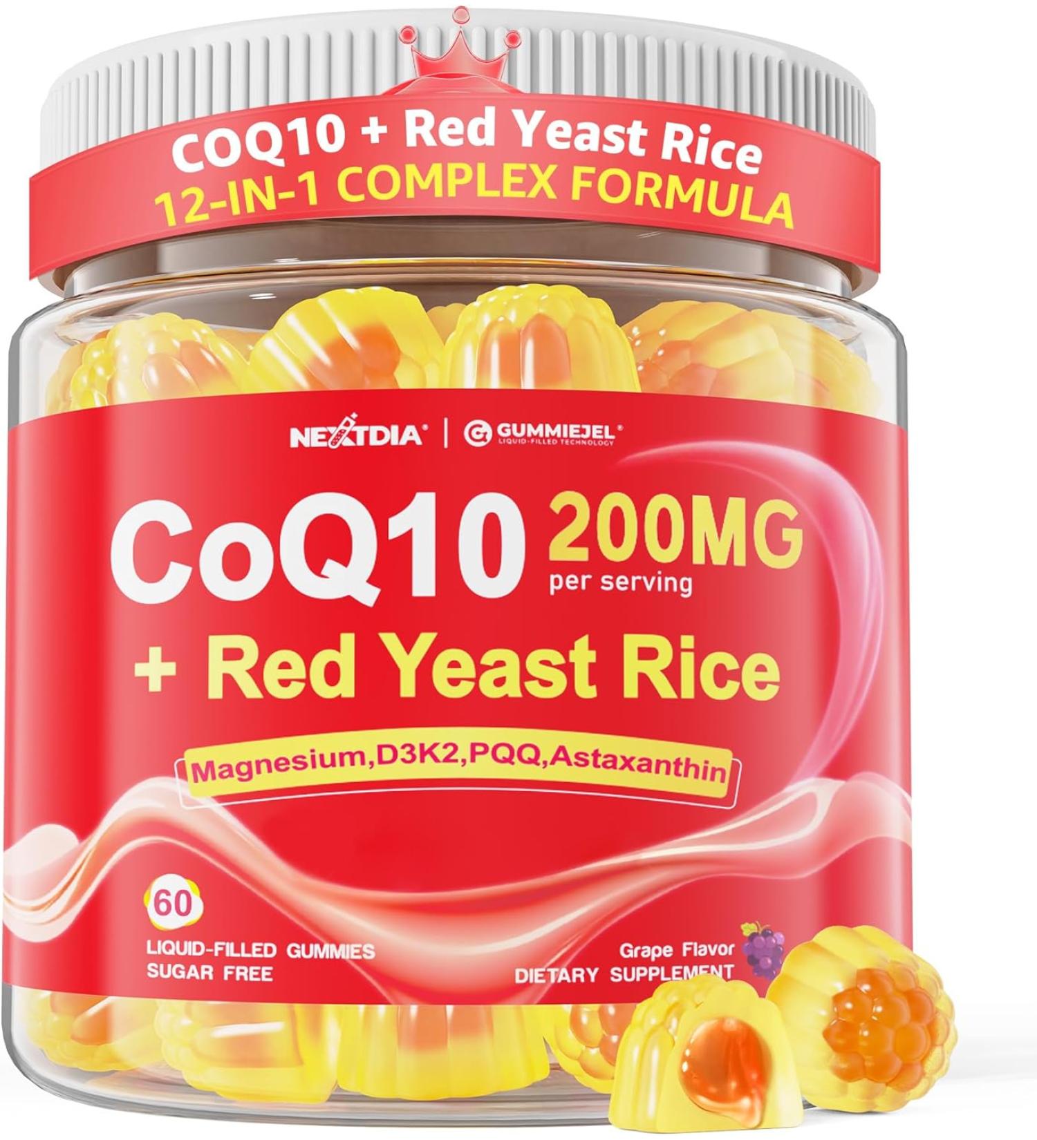 Buy CoQ10 Gummies 100mg & 200mg - Sugar-Free with Ashwagandha Magnesium B6 D3 Methyl B12 & B9 Energy & Heart Support Supplements for Adults - 60 Count - Buy Online on GoSupps.com