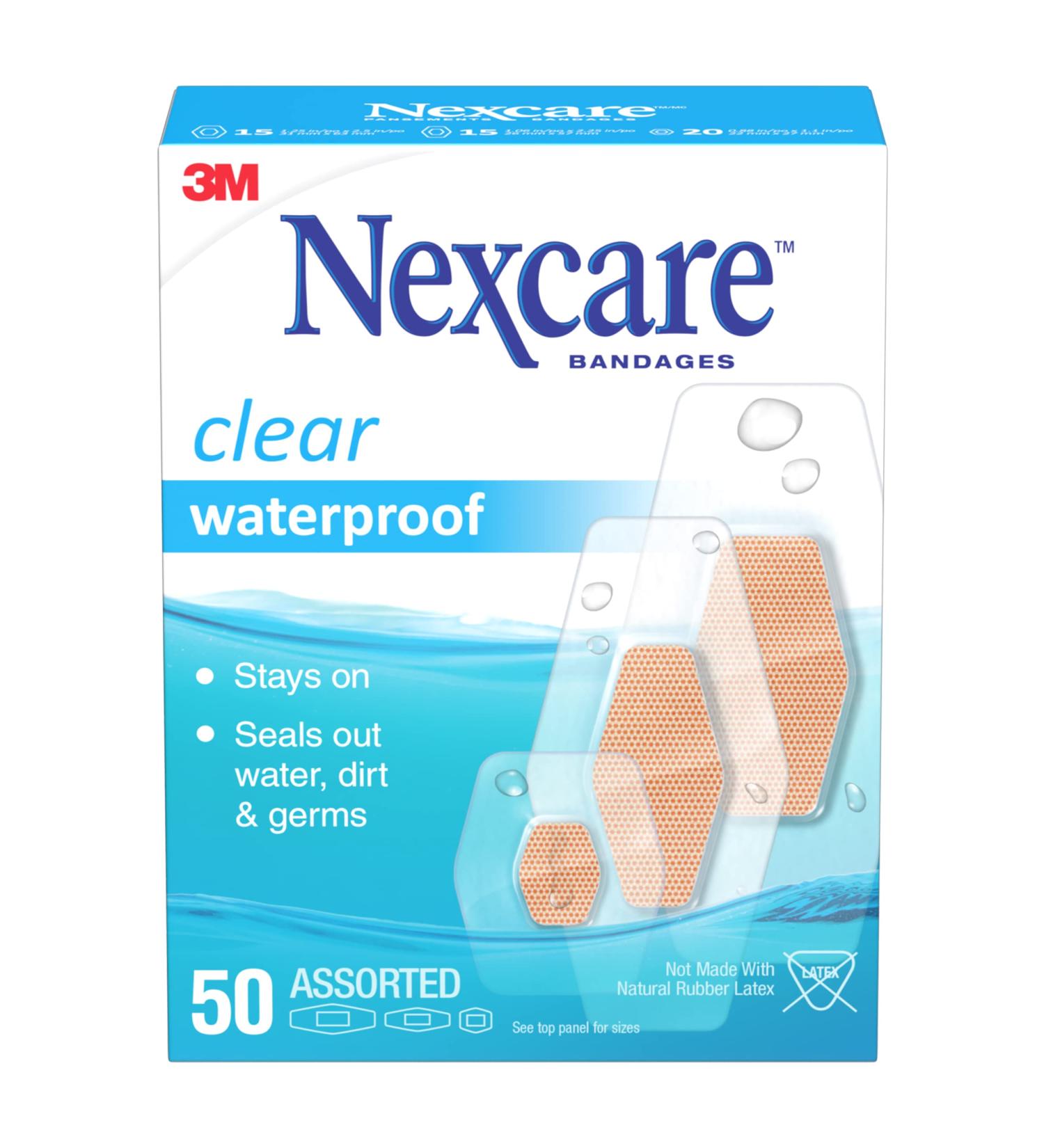 Nexcare Clear Waterproof Bandages 432-50-CA Assorted Sizes 50/Pack Assorted 50 Count - Buy Online on GoSupps.com