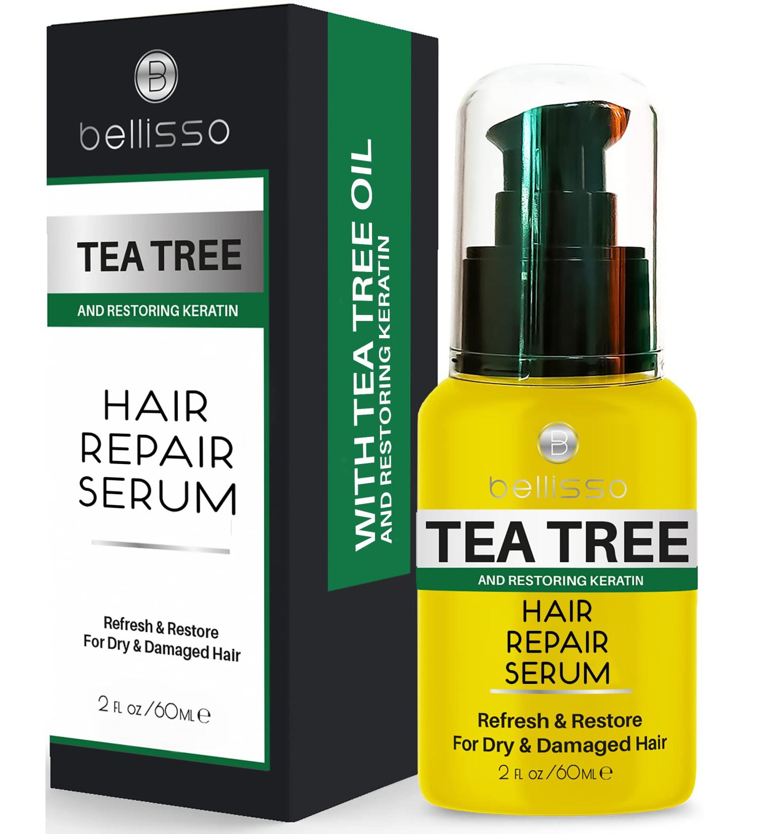 Tea Tree Oil Hair Serum Spray - Moisturizing Treatment for Dandruff, Dry & Itchy Scalp - Repair & Styling for Women and Men - with Anti-Frizz Keratin - Buy Online on GoSupps.com