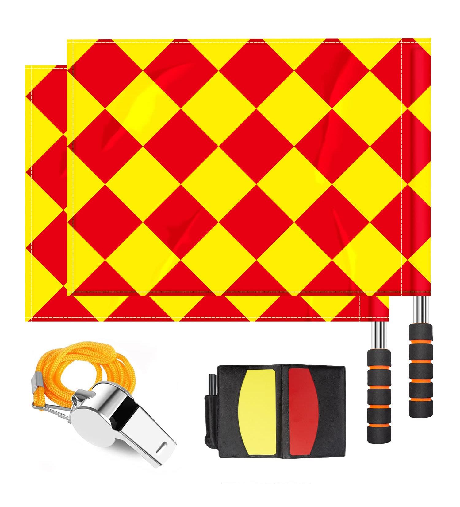 Inonix Soccer Referee Flag Set with Red Yellow Cards, Notebook, Pencil & Whistles - Coach Style 1 - Buy Online on GoSupps.com
