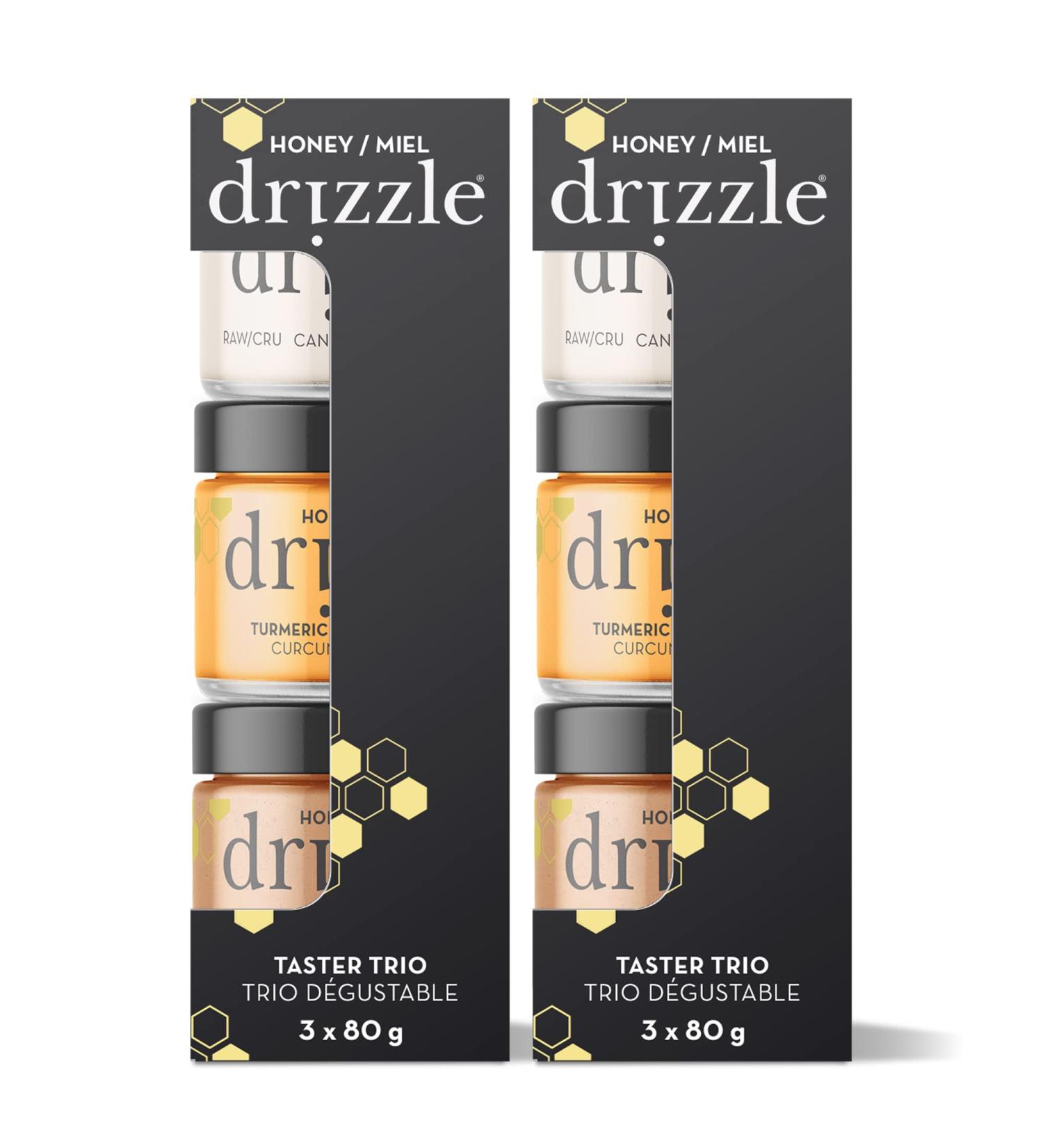 Drizzle Raw Honey Taster Trio Gift Set - Includes White Raw Turmeric Gold Raw and Cinnamon Spice. - 100% Raw Pure Honey - Gluten-Free Paleo-Friendly (Pack of 2) 3 x 80g Taster Trio 80 g (Pack of 6) - Buy Online on GoSupps.com