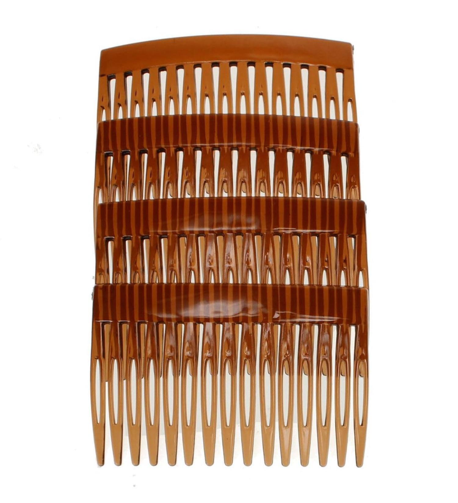 4 Pack of 7cm Plain French Side Hair Combs Slides Grips Clips Hair Accessories for Women Girls by Glitz4Girlz (Tort Brown) - Buy Online on GoSupps.com