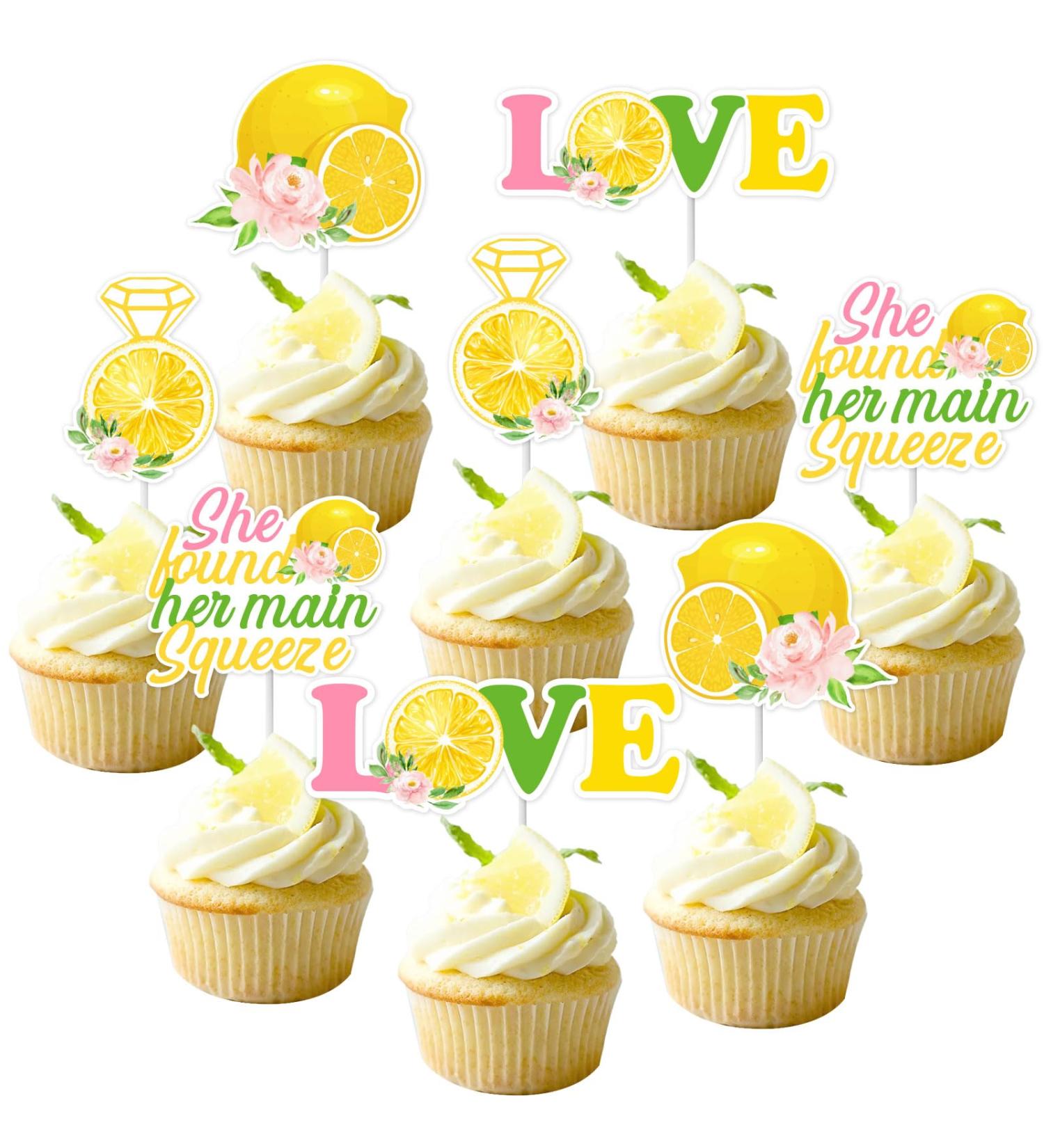 24Pcs Lemon Cupcake Toppers She Found Her Main Squeeze Diamond Ring Lover Cupcake Picks Lemonade Themed Bridal Shower Wedding Engagement Bachelorette Hen Party Cake Decorations Supplies - Buy Online on GoSupps.com