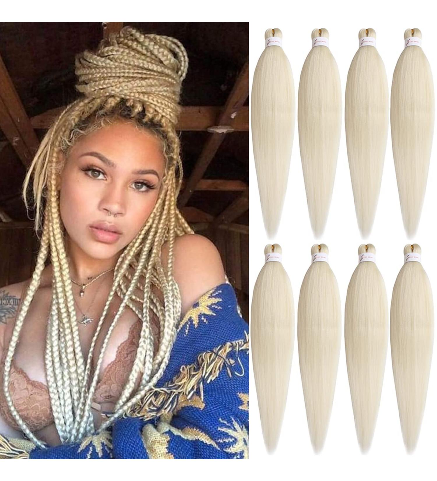 Leeven 26'' Pre Stretched Braiding Hair Extension 8 Packs Yaki Straight EZ Braids Natural Blonde Low Temperature Synthetic Hair Fibers for Braiding /26 Inch 613# 26 Inch (Pack of 8) 613# - Buy Online on GoSupps.com