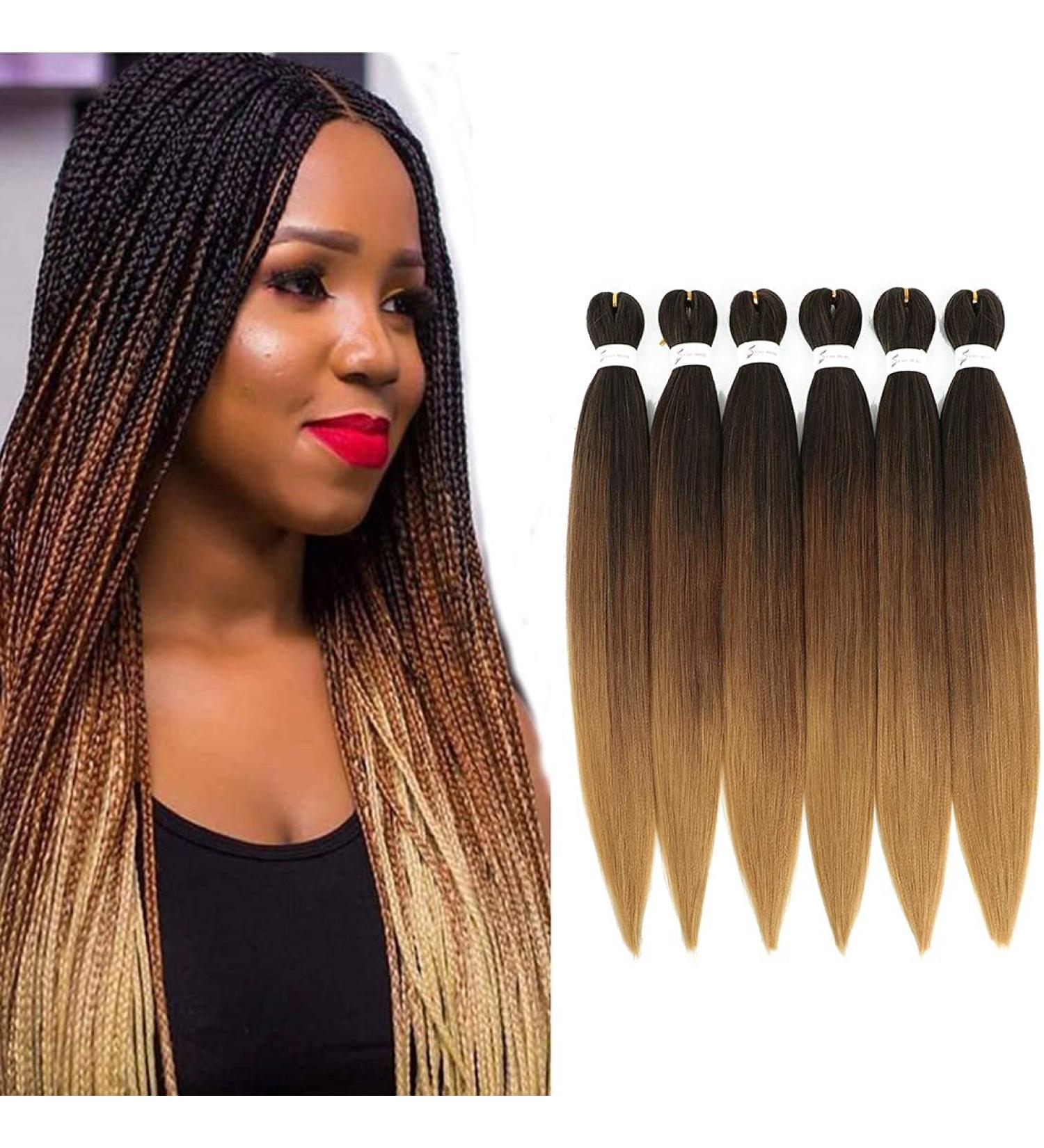 Pre-stretched Braiding Hair 26 inch 6 Packs Professional Kanekalon Synthetic Fiber Itch Free Crochet EZ Braids Yaki Texture Braiding Hair Extensions (1B/30/27) 26 Inch (Pack of 6) T1B/30/27 - Buy Online on GoSupps.com