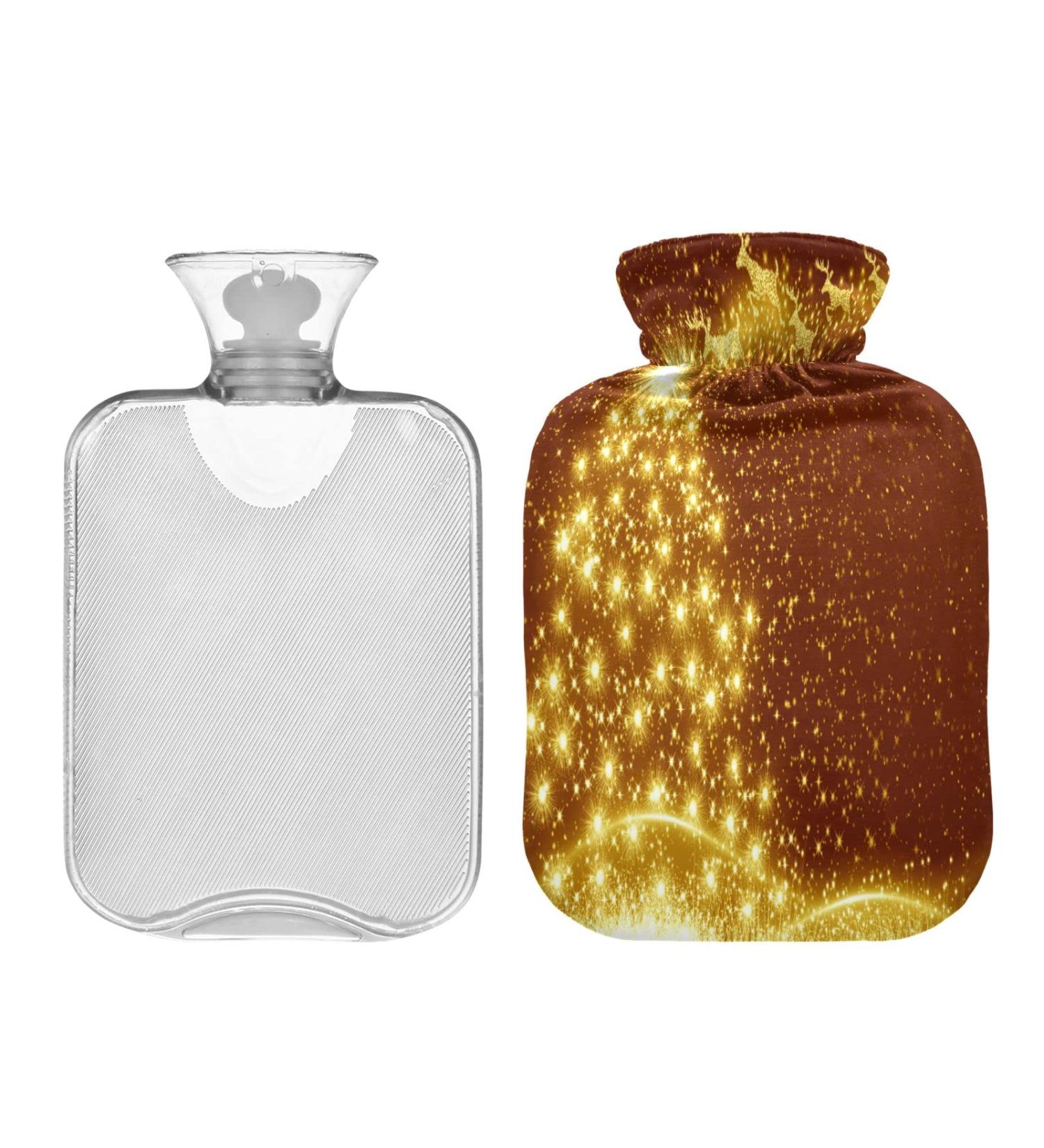KCL Deci 2L Hot Water Bottle with Cover - Golden Christmas Tree Design | Foot Warmer Pain Relief & Heat Therapy - Buy Online on GoSupps.com