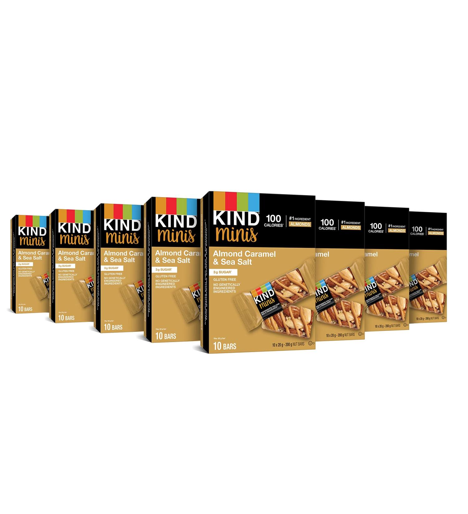 KIND Minis Caramel Almond and Sea Salt Gluten Free 100 Calories Low Sugar 80 Count Caramel Almond Sea Salt 80 - Buy Online on GoSupps.com