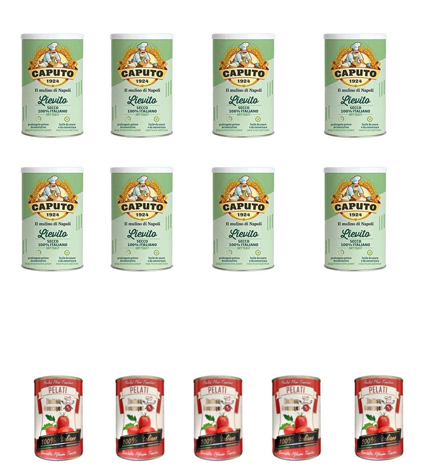 Caputo Lievito Secco% Dry Yeast for Bakery High Activity Pizza 100 g + Italian Gourmet 100% Italian Peeled Tomatoes 5 x 400 g - Buy Online on GoSupps.com