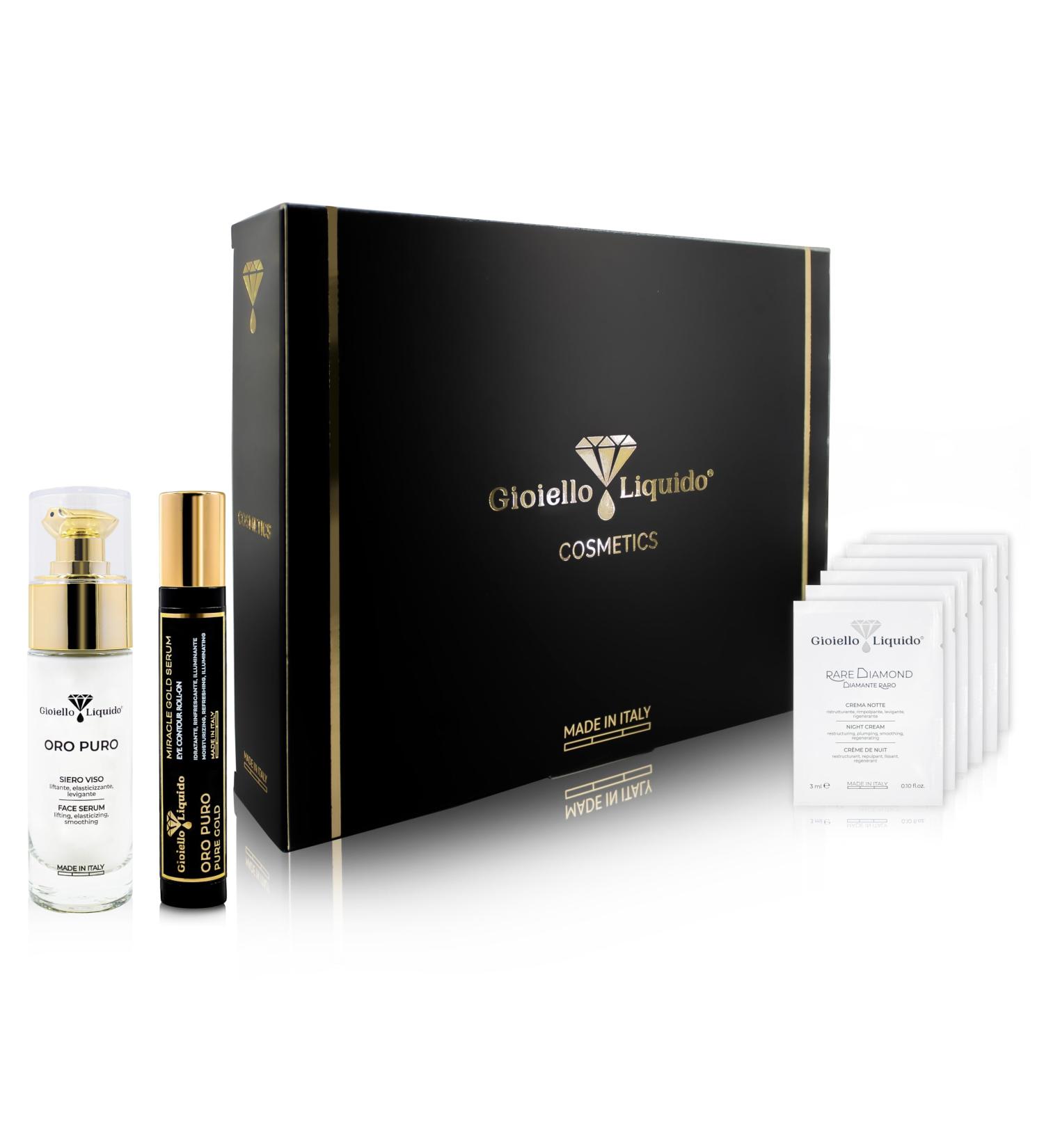 Revitalize Gift Set (B09) - Face Serum with Colloidal Gold and PVP K30 + Eye Contour Roll-on with Caffeine Colloidal Gold Sample Set 1 x 30 ml + 1 x 15 ml Gioiello Liquido - Buy Online on GoSupps.com