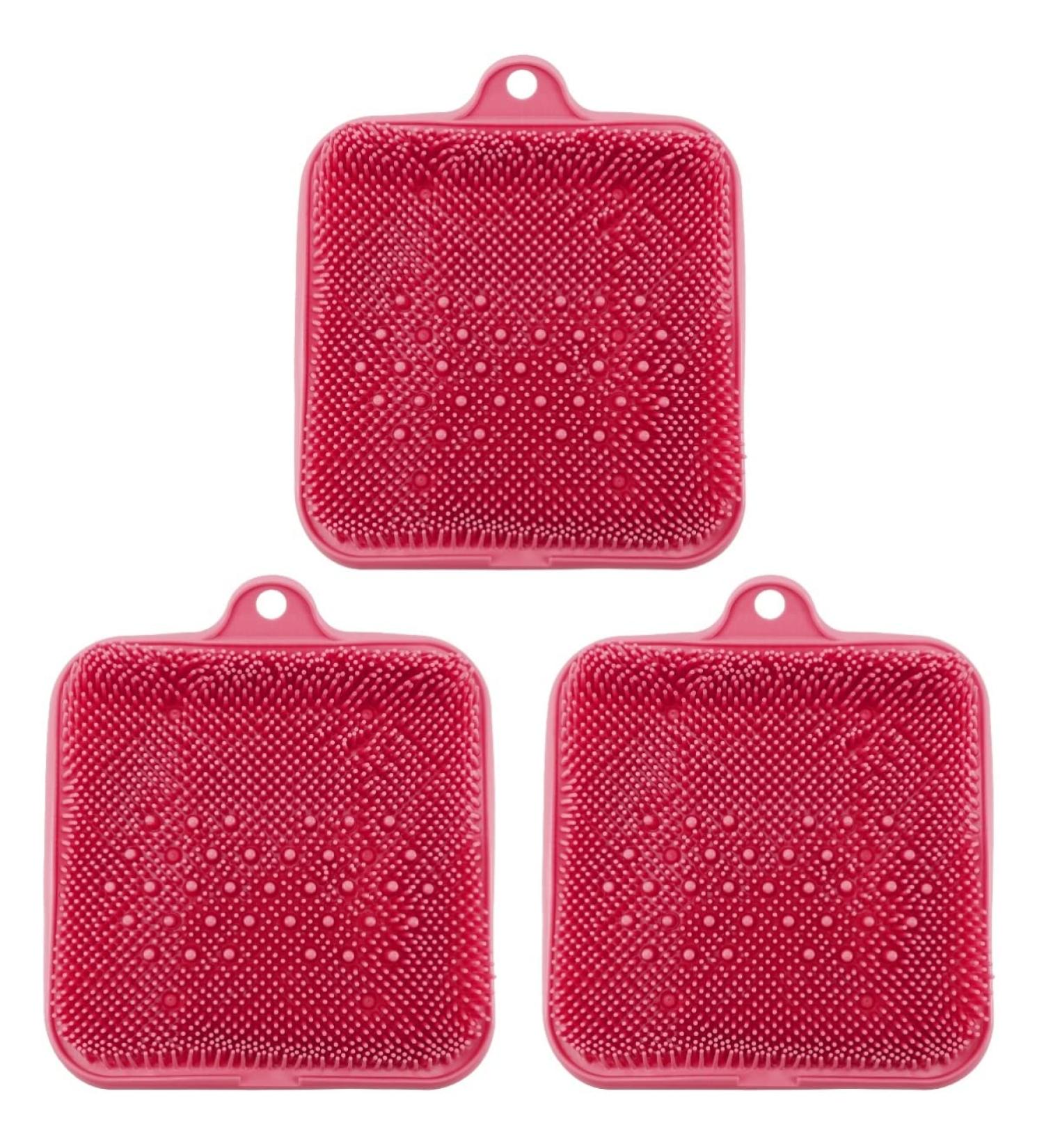 Beaupretty Slipproof Shower Mat Set - 3 Anti-Slip Bath Scrubbers - Pink 27x23.5cm - Care Pads for Ultimate Clean & Relaxation - Buy Online on GoSupps.com
