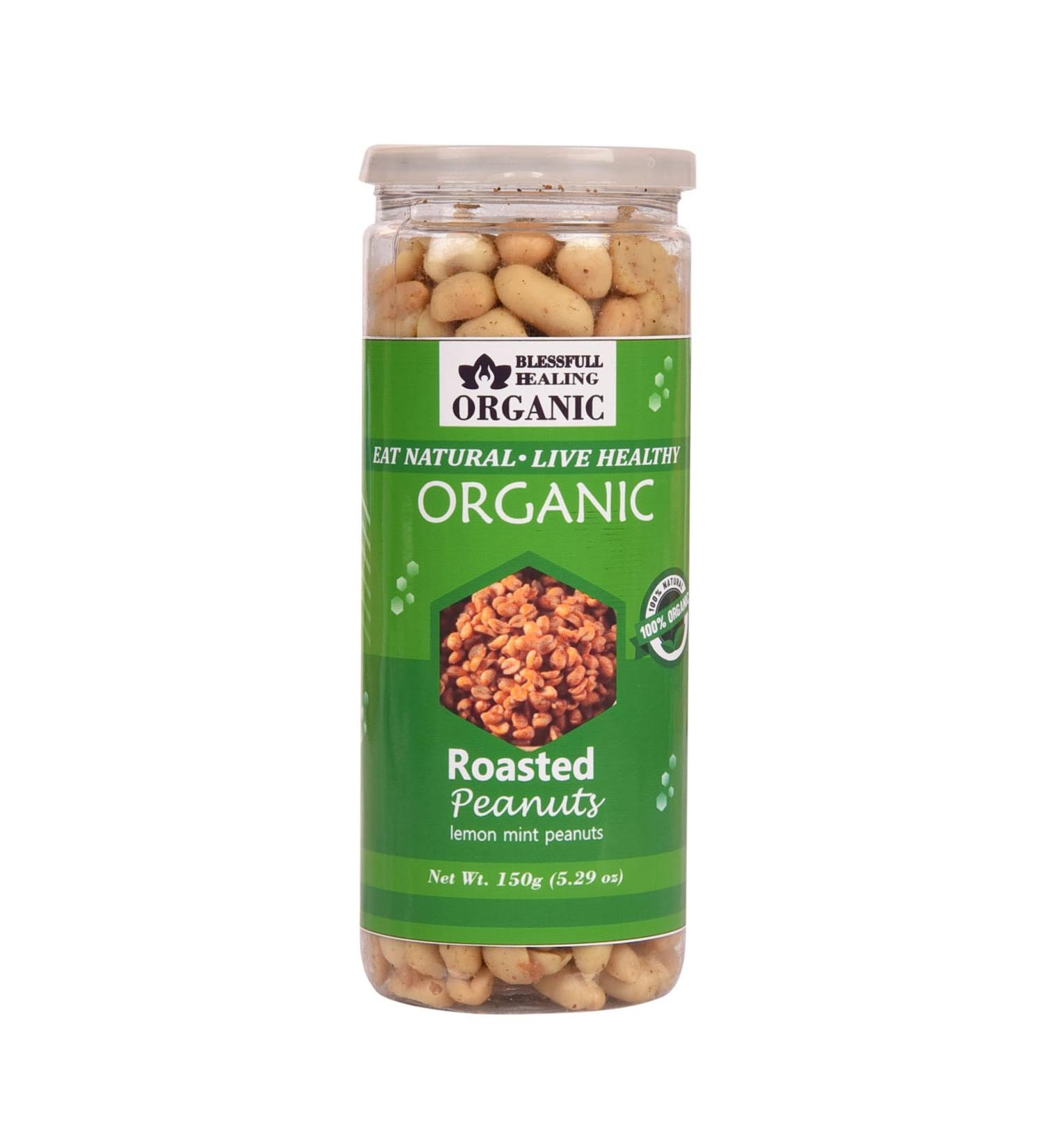 Blessfull Healing Organic Natural Vegan Lemon Mint Roasted Peanuts Crunchy Healthy Snacks 150 Gram - Buy Online on GoSupps.com