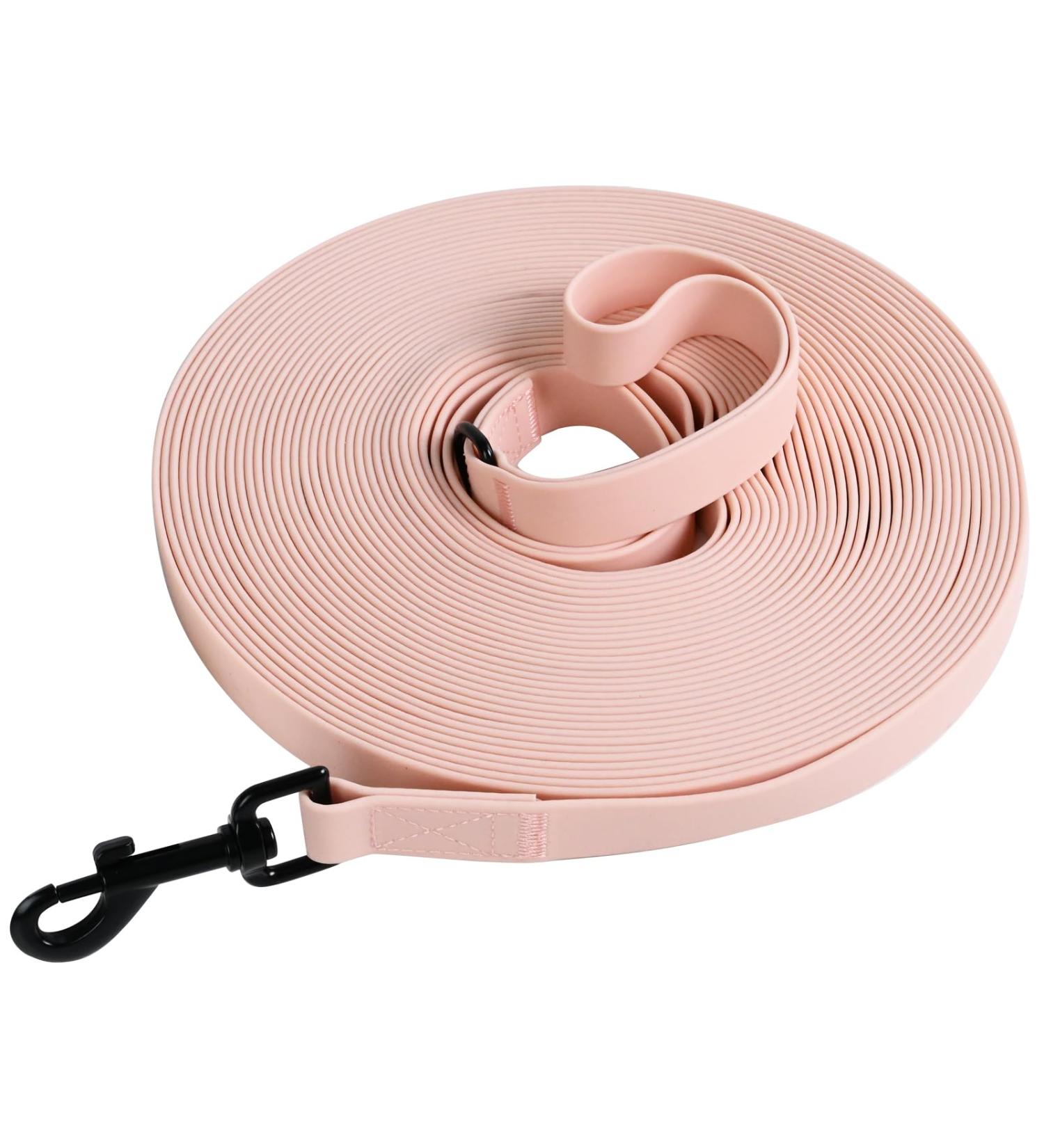 Pink 15m Tag Trag Leash for Dogs - Waterproof Drag Line with Handle & D-Ring | Perfect for Small & Medium Breeds - Easy to Clean Training Leash - Buy Online on GoSupps.com