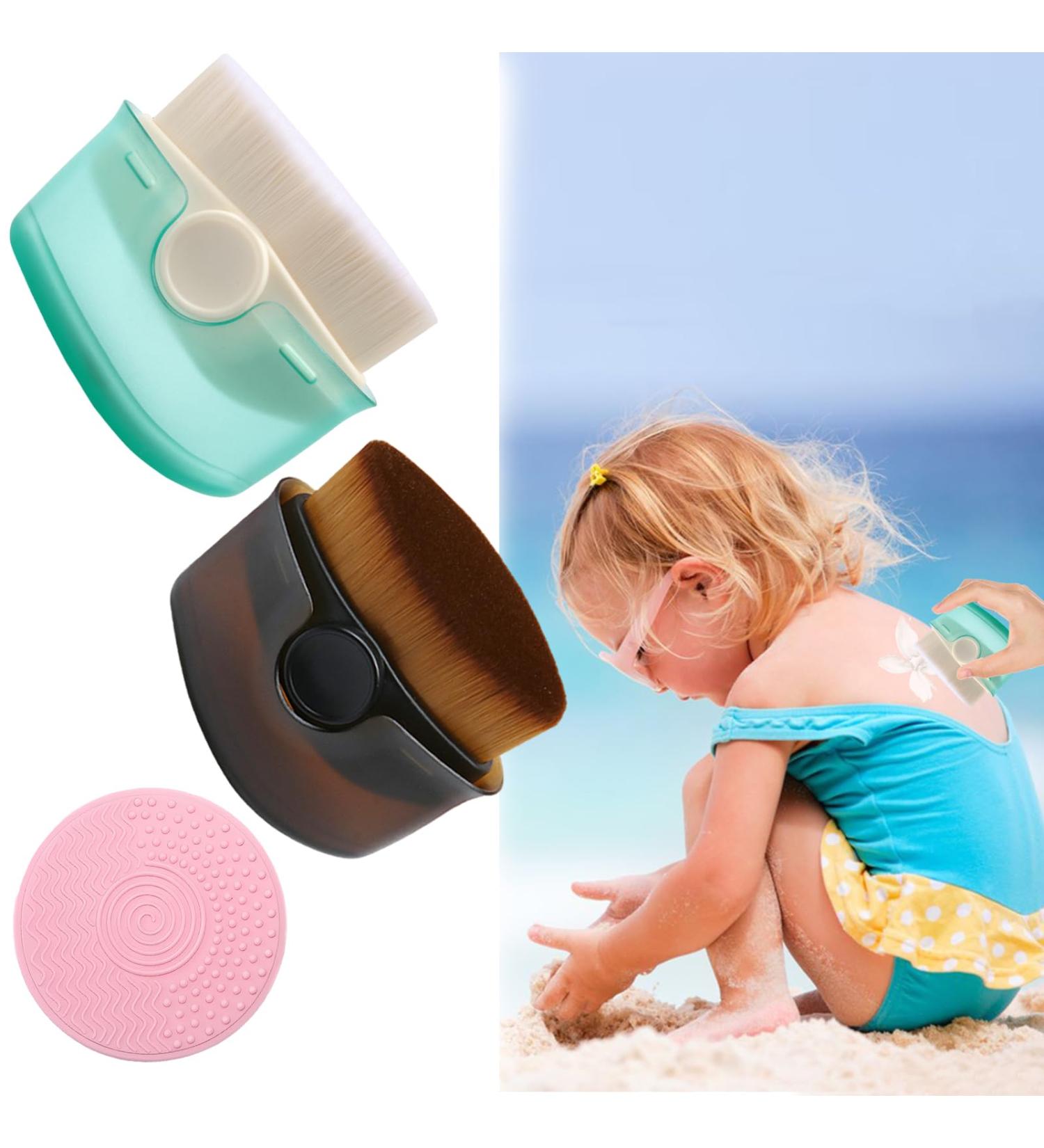 Buy Sunscreen Applicator for Kids | 2 Pcs Soft Bristle Brush with Protective Cover | Sunblock Applicator & Cleaning Pad - Shop Internationally - Buy Online on GoSupps.com