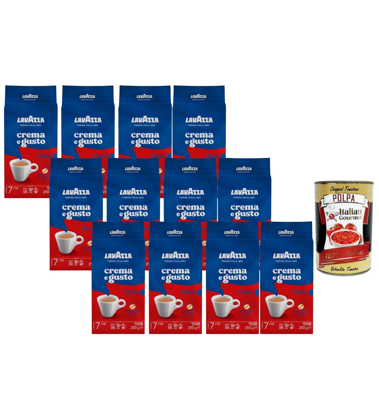 Italian Gourmet Lavazza Crema e Gusto Classico Caf Moulu 12 x 250 g Intensit 7/10 M lange Italien Pour Espresso Moka & Cafeti re Id al Caf Noir & Lait + Italian Gourmet Polpa - Buy Online on GoSupps.com