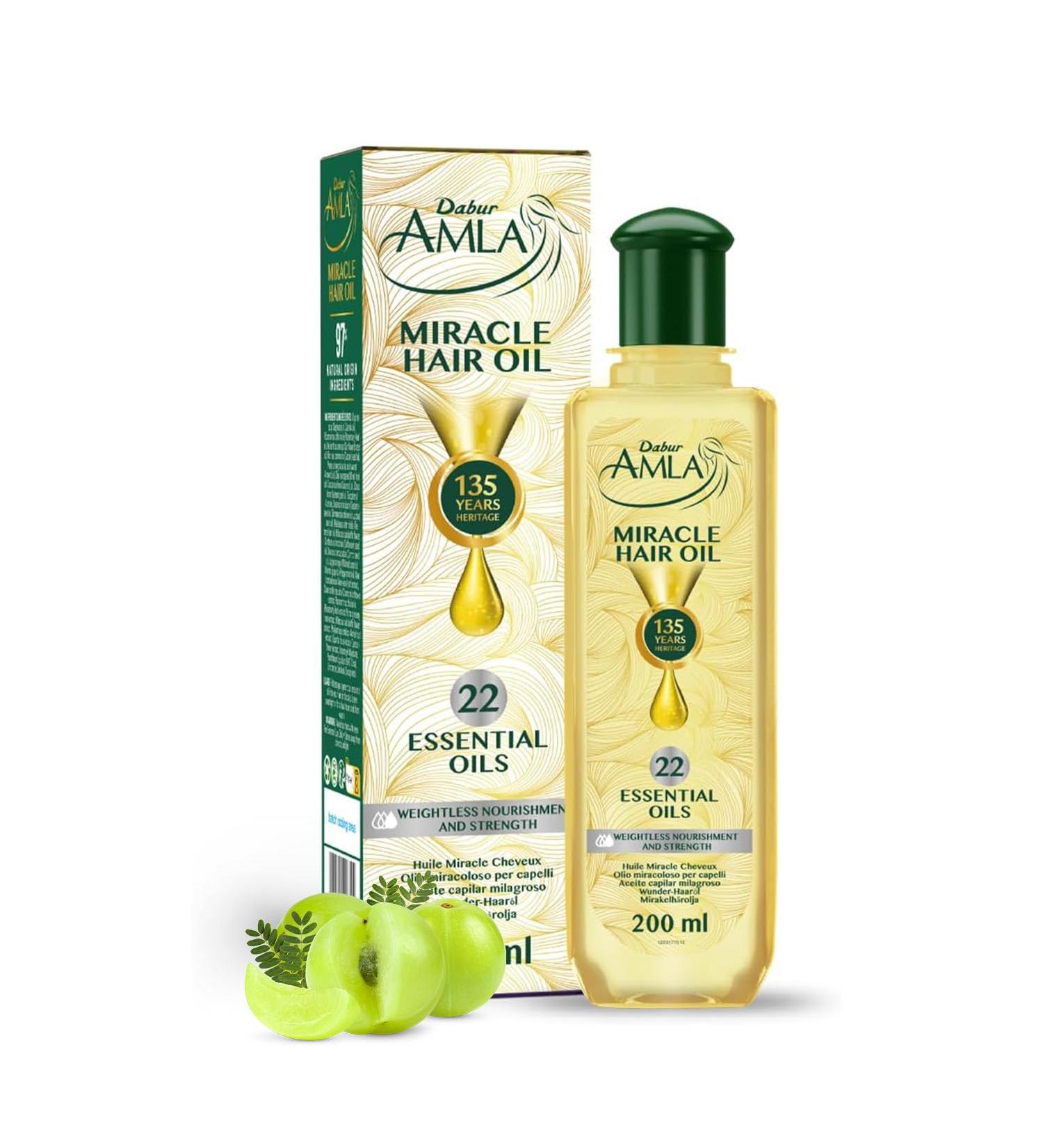 Dabur Amla Miracle Oil - 200ml | Infused With 22 Ayurvedic Essential Oils | Suitable For All Hair Types | Dermatologically Tested & Vegan Certified - Buy Online on GoSupps.com