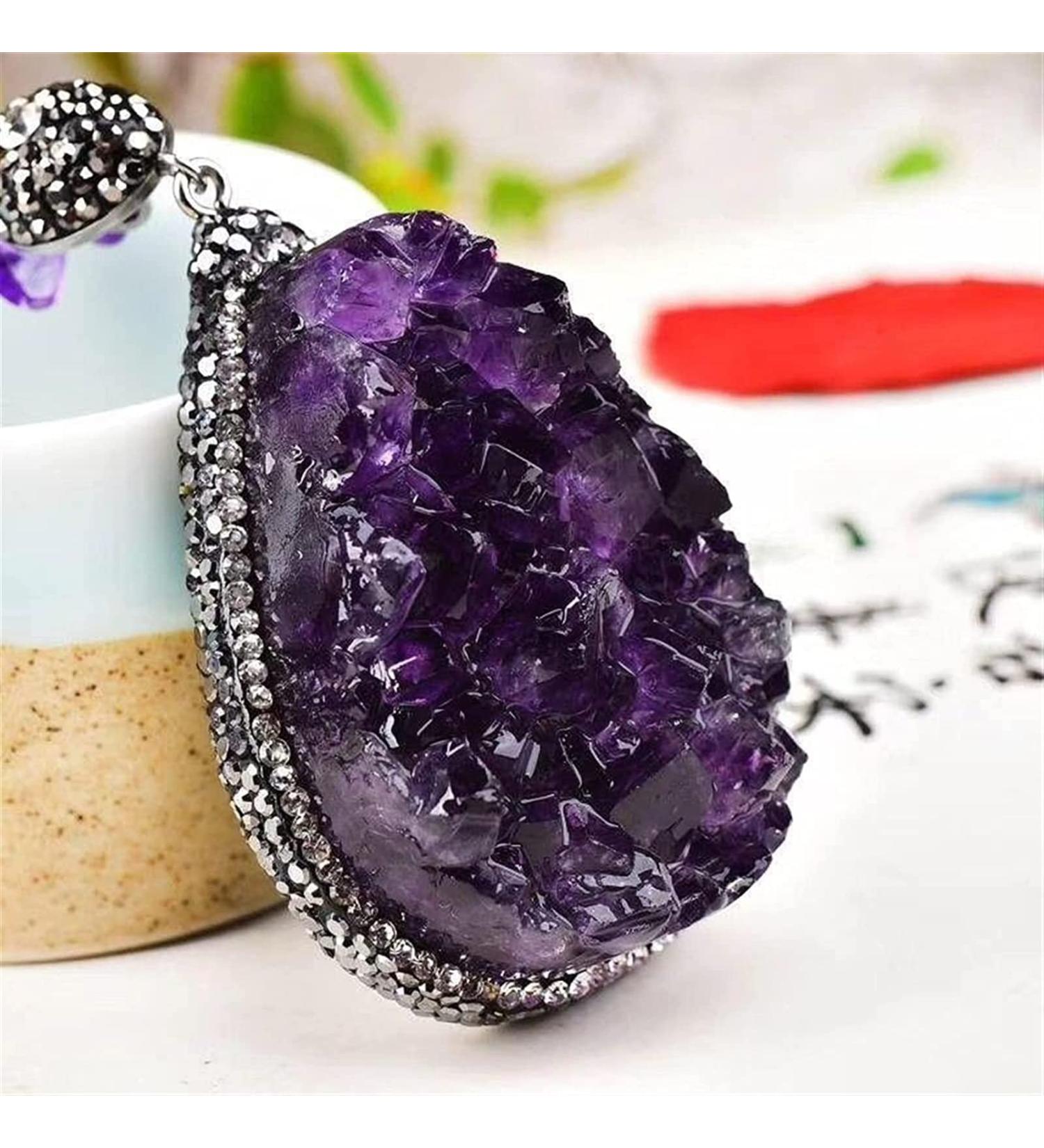 Amethyst Rough Stone Natural Amethyst Pendant Cluster Crystal Specimen 1pc - Buy Online on GoSupps.com