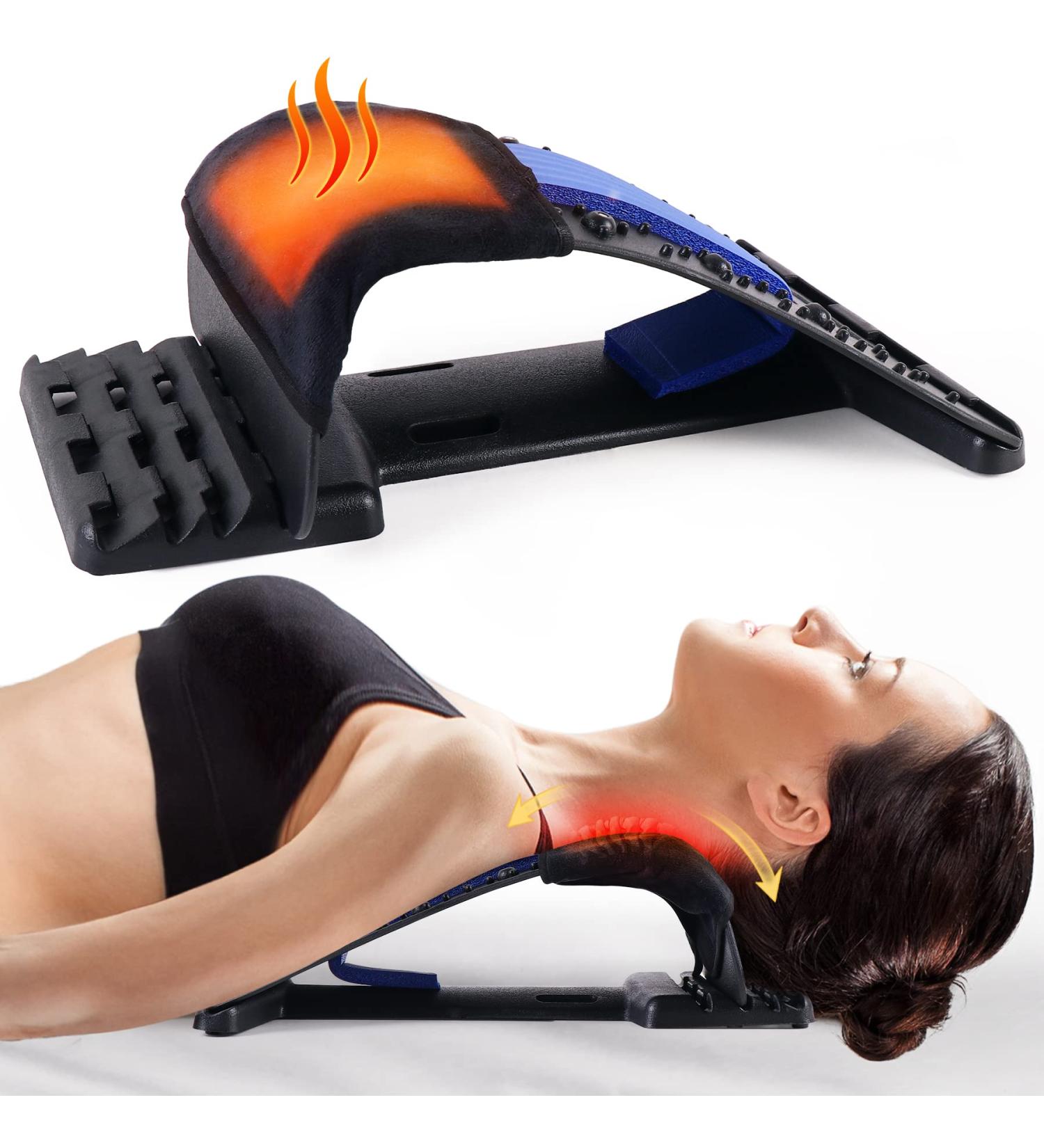 Heated Neck Stretcher for Pain Relief | Graphene Heating Pad, Magnetic Therapy | Adjustable 4 Height Levels, 3 Temperature | Upper Back & Neck Relaxer - Buy Online on GoSupps.com