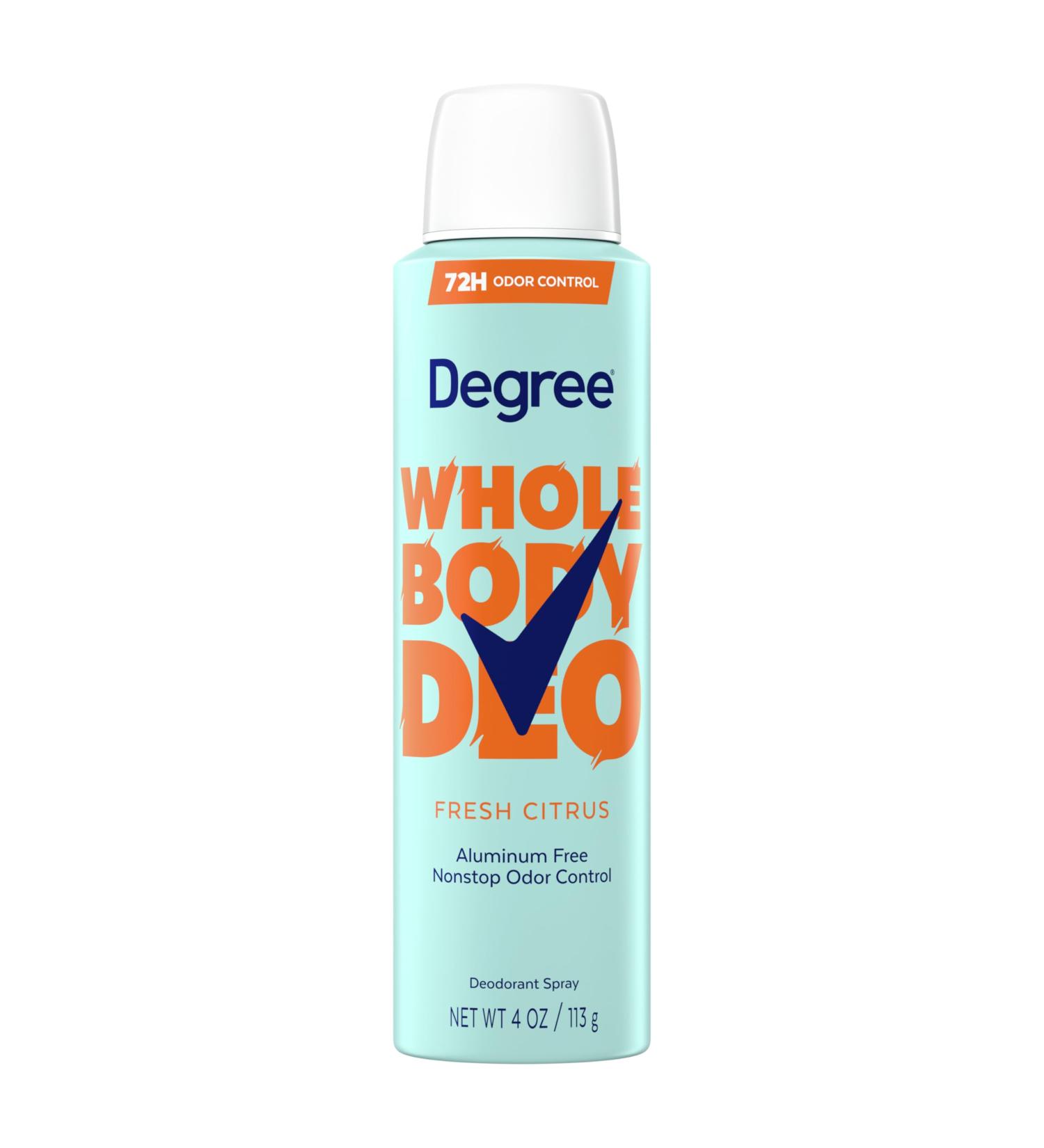 Degree Whole Body Deodorant Fresh Citrus Spray for Women Aluminum Free 72H Odor Protection 4 oz - Buy Online on GoSupps.com