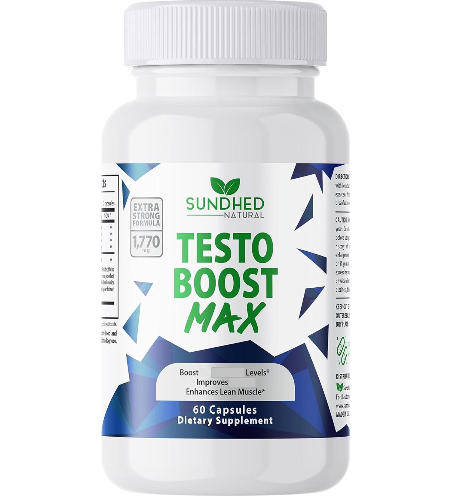 Sundhed Natural Testo Boost Max Natural Stamina Booster for Men Fortified Natural Energy and Strength Booster 60 Capsules - Buy Online on GoSupps.com