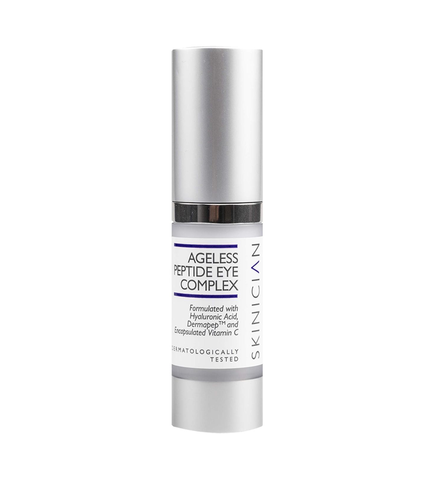 SKINICIAN Ageless Peptide Eye Complex - Anti-Wrinkle Eye Cream with Hyaluronic Acid & Vitamin C - Peptide Serum Eye Cream for Dark Circles - Stimulate Collagen Product - Vegan & Cruelty Free (15ml) - Buy Online on GoSupps.com