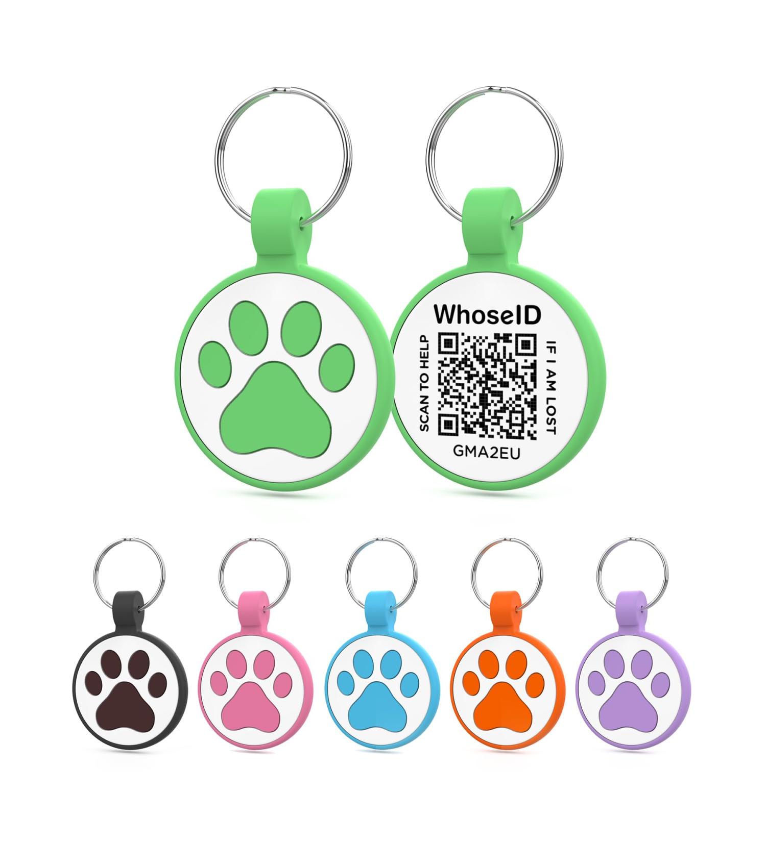 Whoseid QR Code Cat ID Tag - Changeable Pet Profile Emergency Contacts Lightweight Silicone for Small Breeds (2.5 cm Green) - Buy Online on GoSupps.com