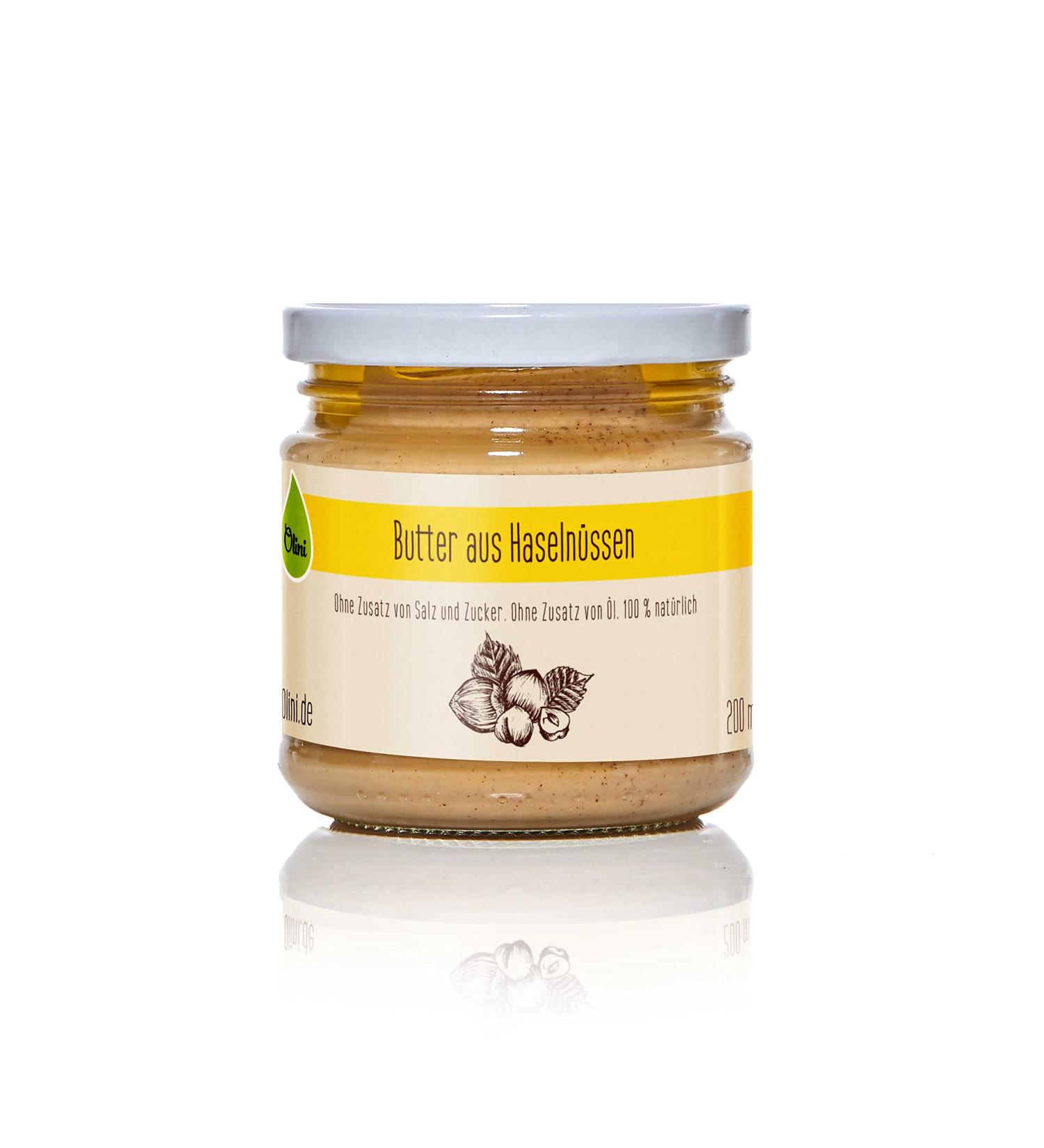 Olini smooth hazelnut butter 1 glass x 200 ml 100% natural creamy spread from a ingredient without added salt without adding sugar without palm oil vegan -friendly snack