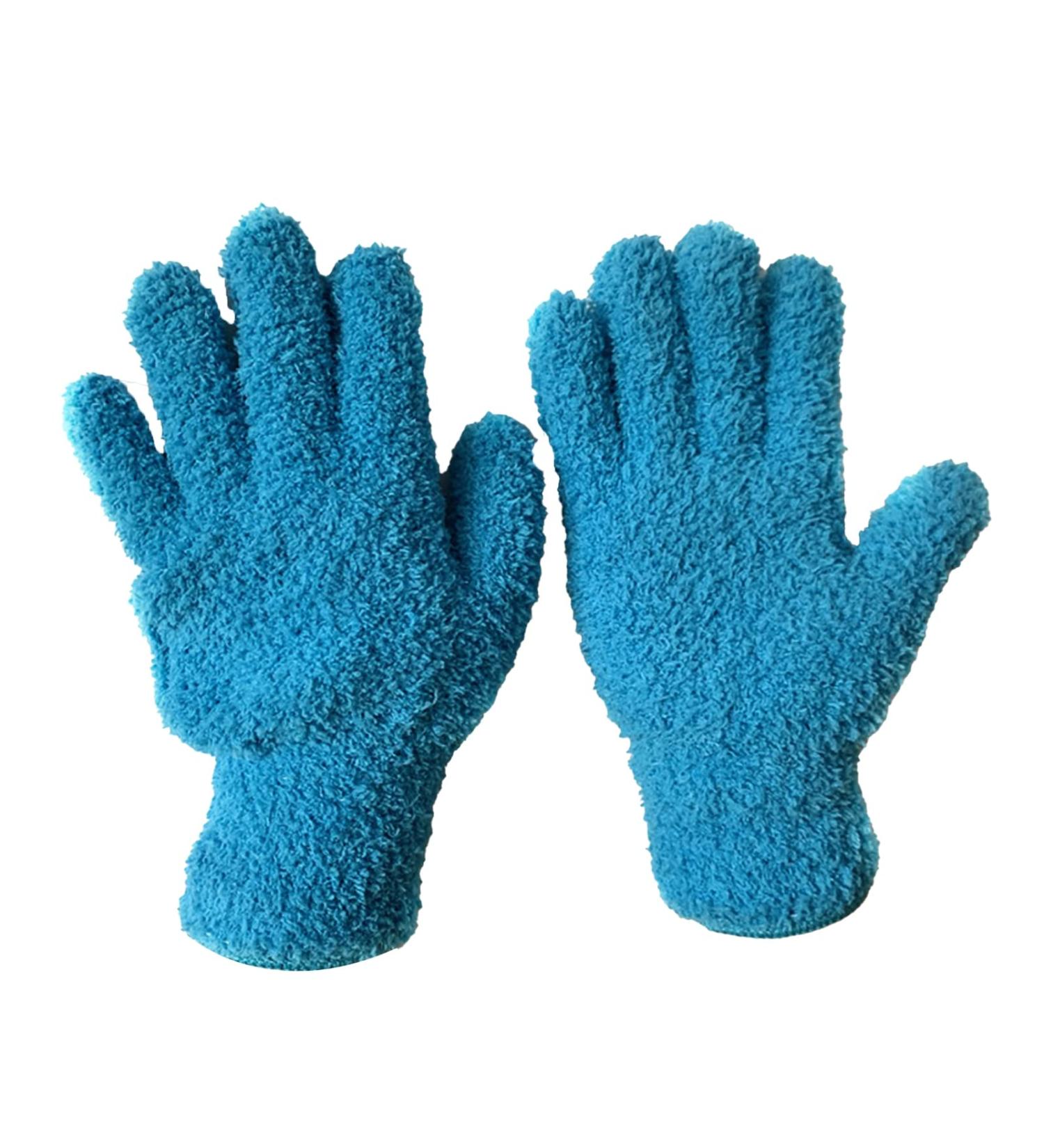 1 Pair Car Wash Gloves Efficient Dust Removal Excellent Coral Fleece Dusting Cleaning Gloves Blue