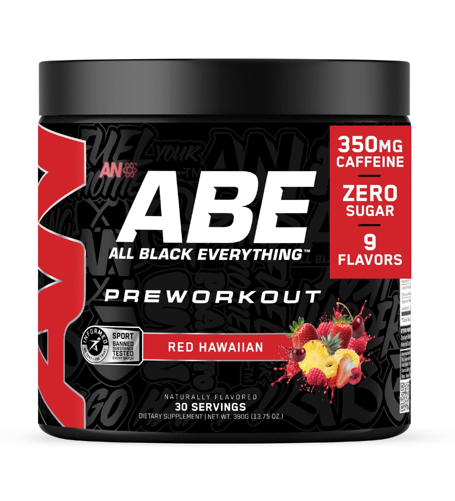 All Black Everything Pre-Workout Powder | Preworkout Energy Drink Mix | 350mg Caffeine | Beta Alanine & Citrulline | Energy Supplement for Men & Women | Red Hawaiian | 30 Servings - Buy Online on GoSupps.com