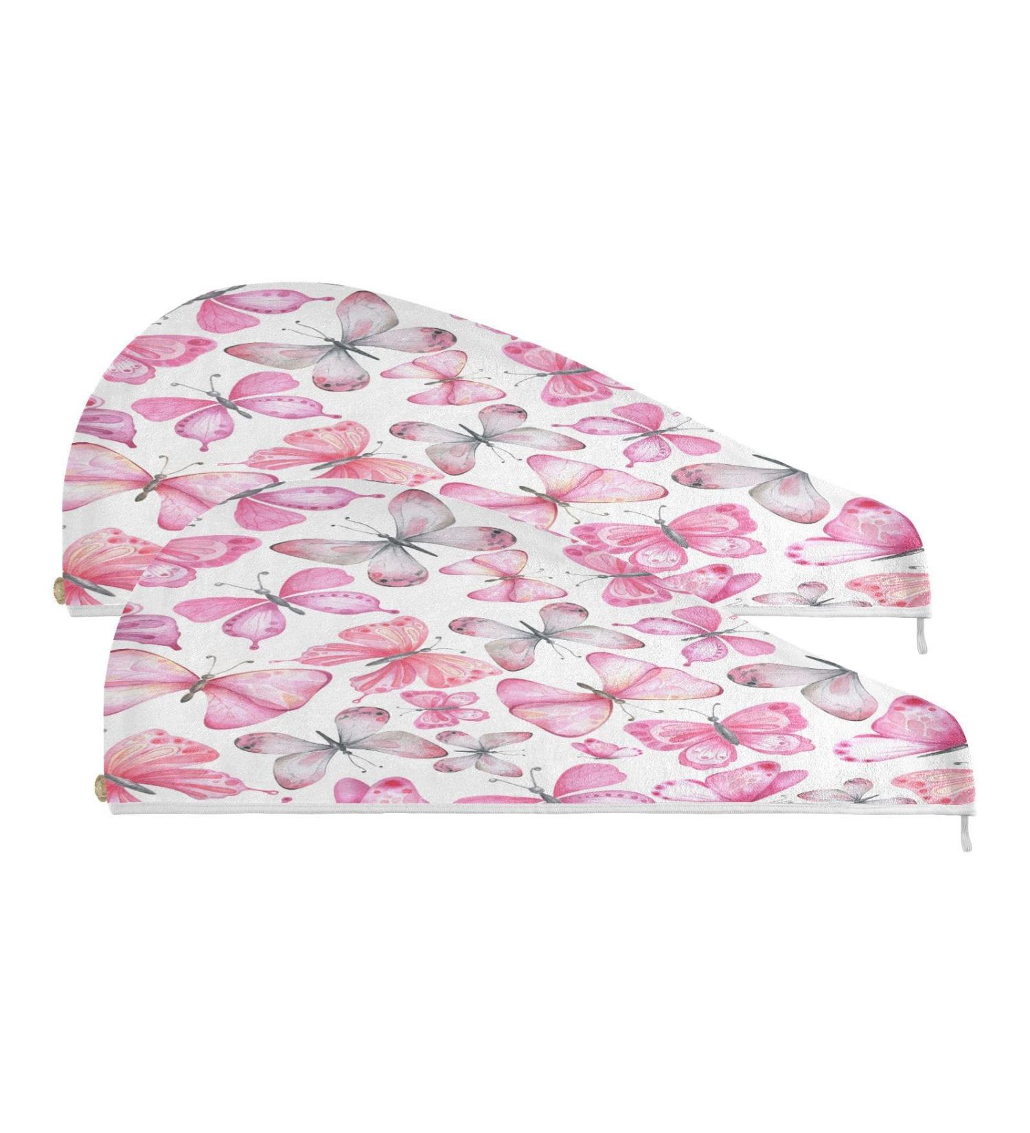 Buy Watercolor Butterfly Dry Hair Cap Set | Quick Drying Towel & Headband - Super Absorbent & Soft Comfort - Buy Online on GoSupps.com