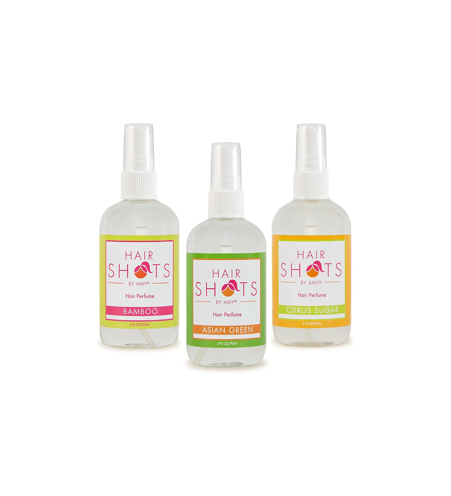 Hair Shots Heat Activated Hair Fragrance Always Fresh & Crisp Bundle 3 Items: Asian Green, Bamboo, Citrus Sugar