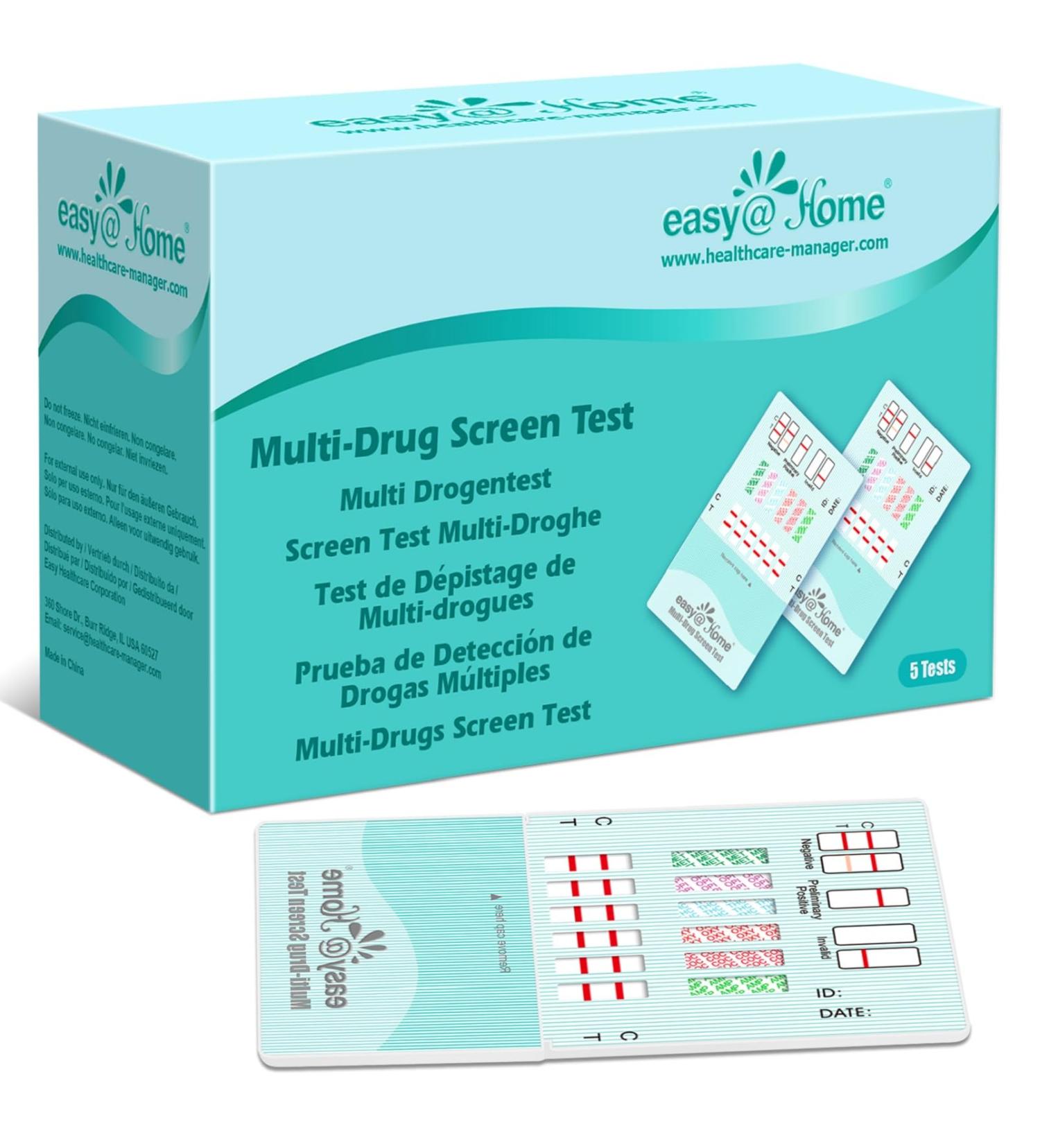 Easy Home 5x Drug Test - Multi-Panel Urine Test for THC Amphetamine Cocaine & More - Fast & Accurate Results - International Shipping Available - Buy Online on GoSupps.com
