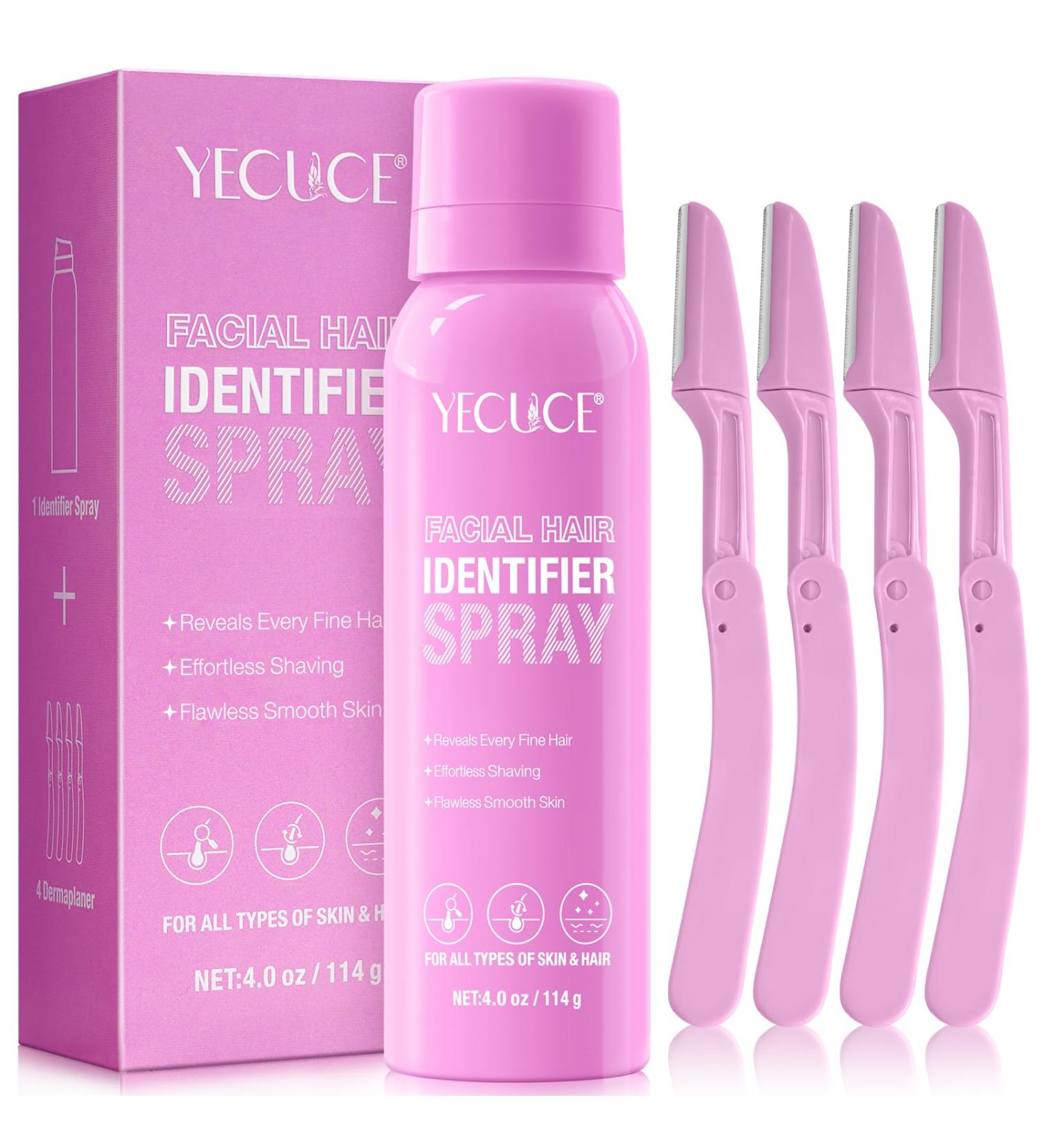 Hair Identifier Spray for Face & Body Shaving - Moisturizing Dermaplaner Solution with 4 Razors - Suitable for All Skin & Hair Types - Buy Online on GoSupps.com