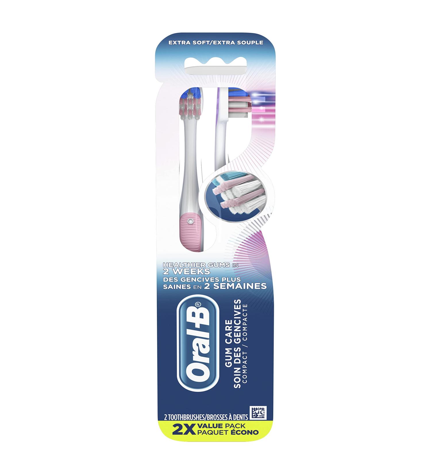 Oral-B Gum Care Compact Toothbrush Extra Soft 2 Count 1 Count (pack of 2) - Buy Online on GoSupps.com