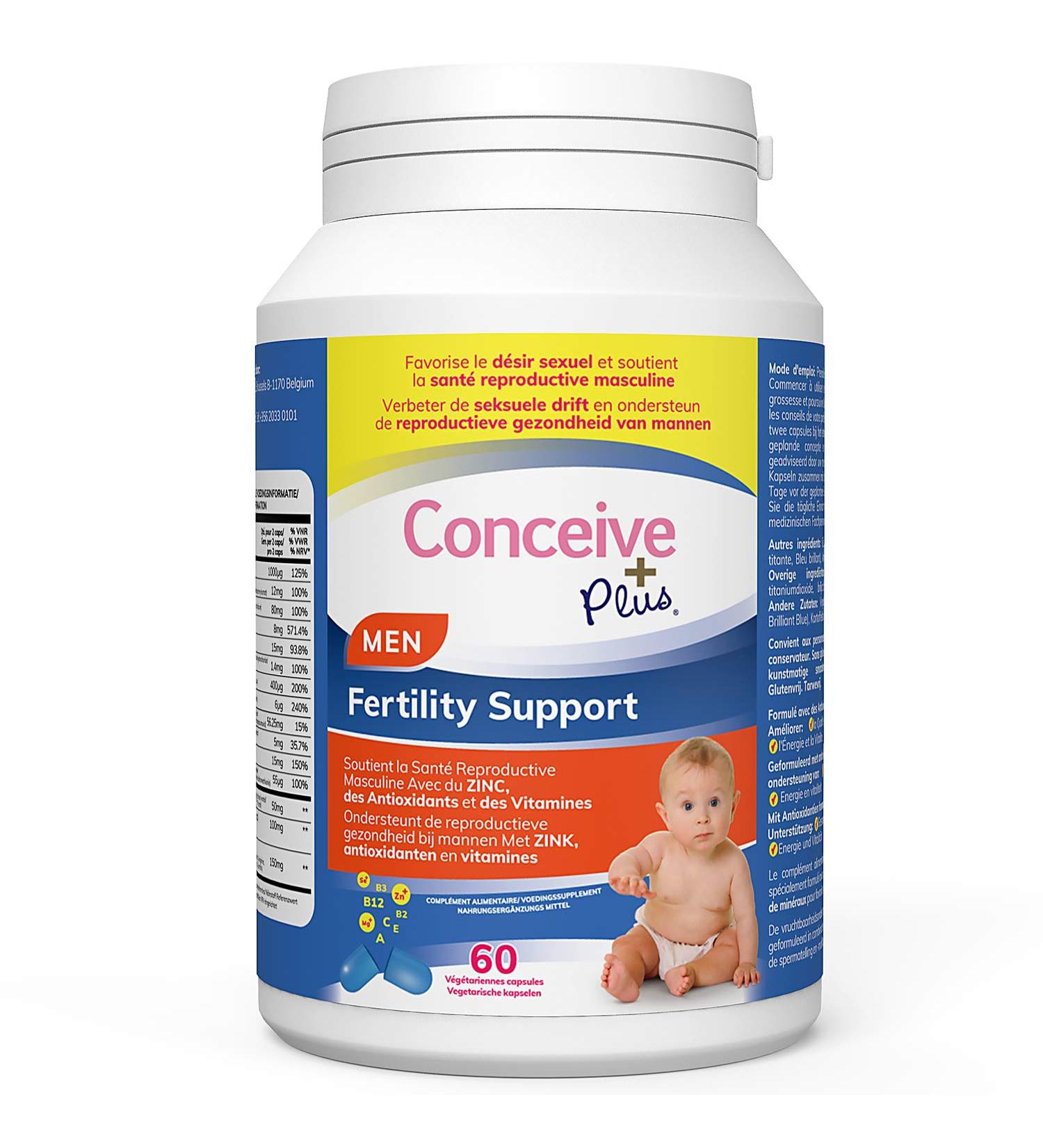 Conceive Plus Fertility Vitamins for Men - Stimulates Testosterone Increases Production - Zinc Folate Maca Root Selenium Pills - 60 Vegetarian Capsules - Buy Online on GoSupps.com