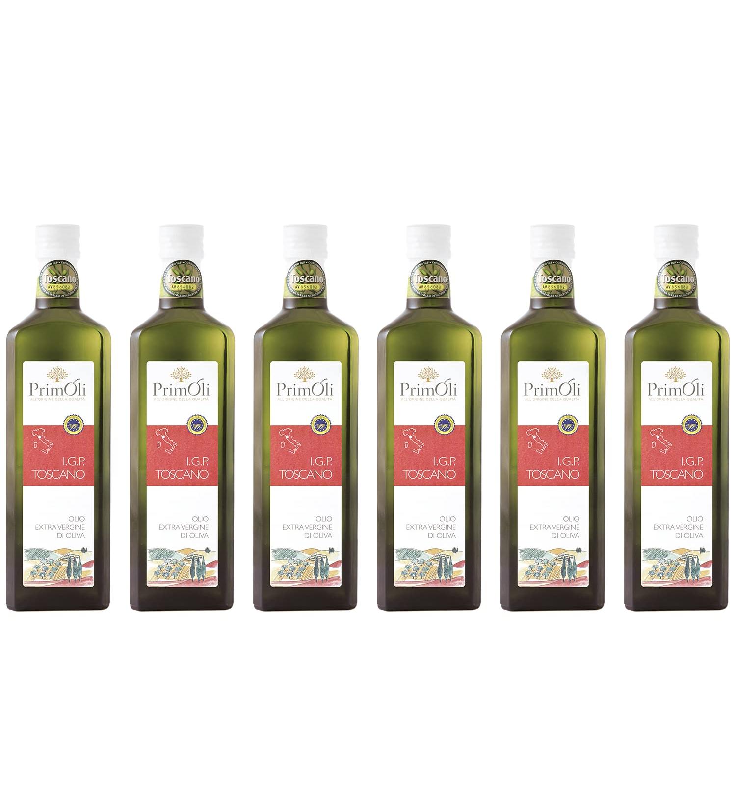Primoli Cold-Pressed I.G.P. Toscano Olive Oil - 6x500ml - Intense Fruity Flavor for Soups Carpaccio & Bruschetta from Tuscany - Buy Online on GoSupps.com