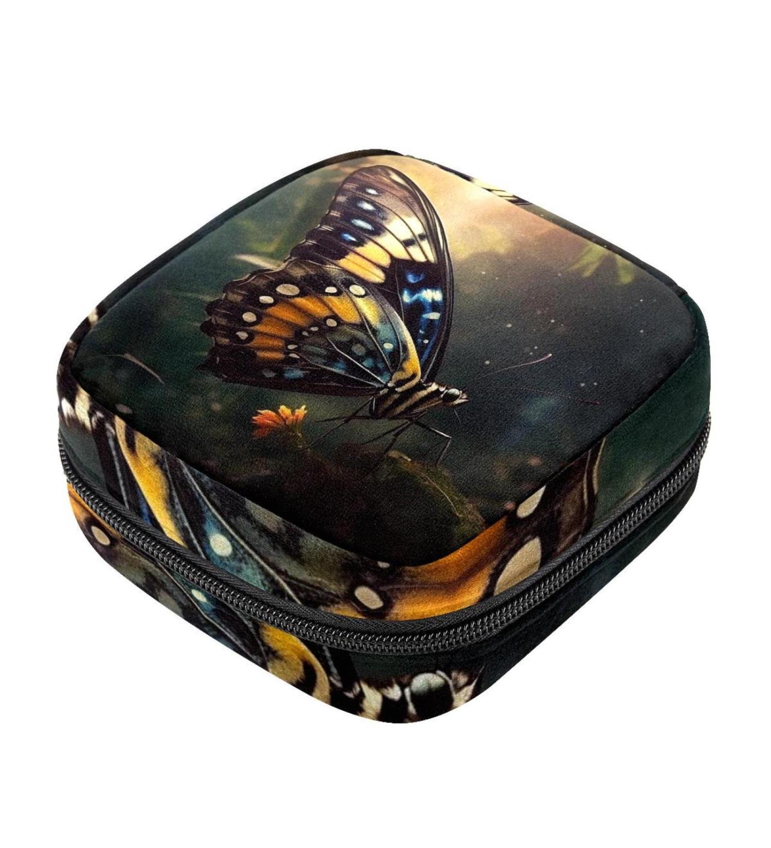 Colorful Butterfly Zipper Bag for Menstrual Cups - Stylish Storage for Women & Teens - Buy Online on GoSupps.com