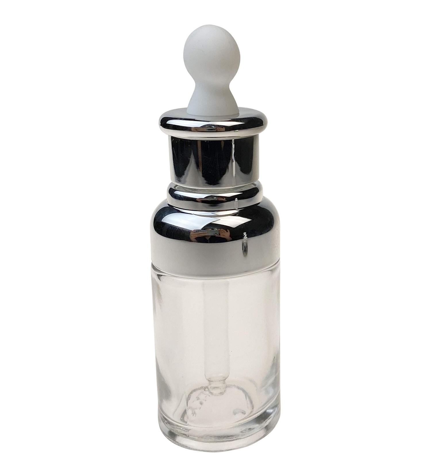 50ml Refillable Clear Glass Essential Oil Bottle with Glass Pipette - Elite Fluid Cosmetics Jar - Buy Online on GoSupps.com