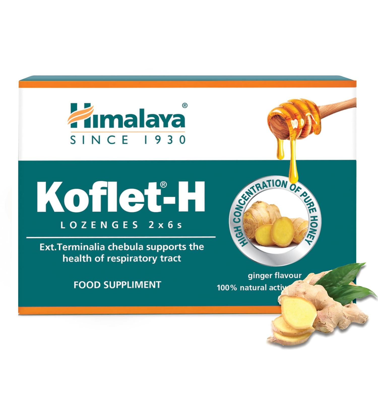 Himalaya Herbals Koflet-H Ginger Lozenges with Honey & Essential Oils - 12ct - Buy Online on GoSupps.com
