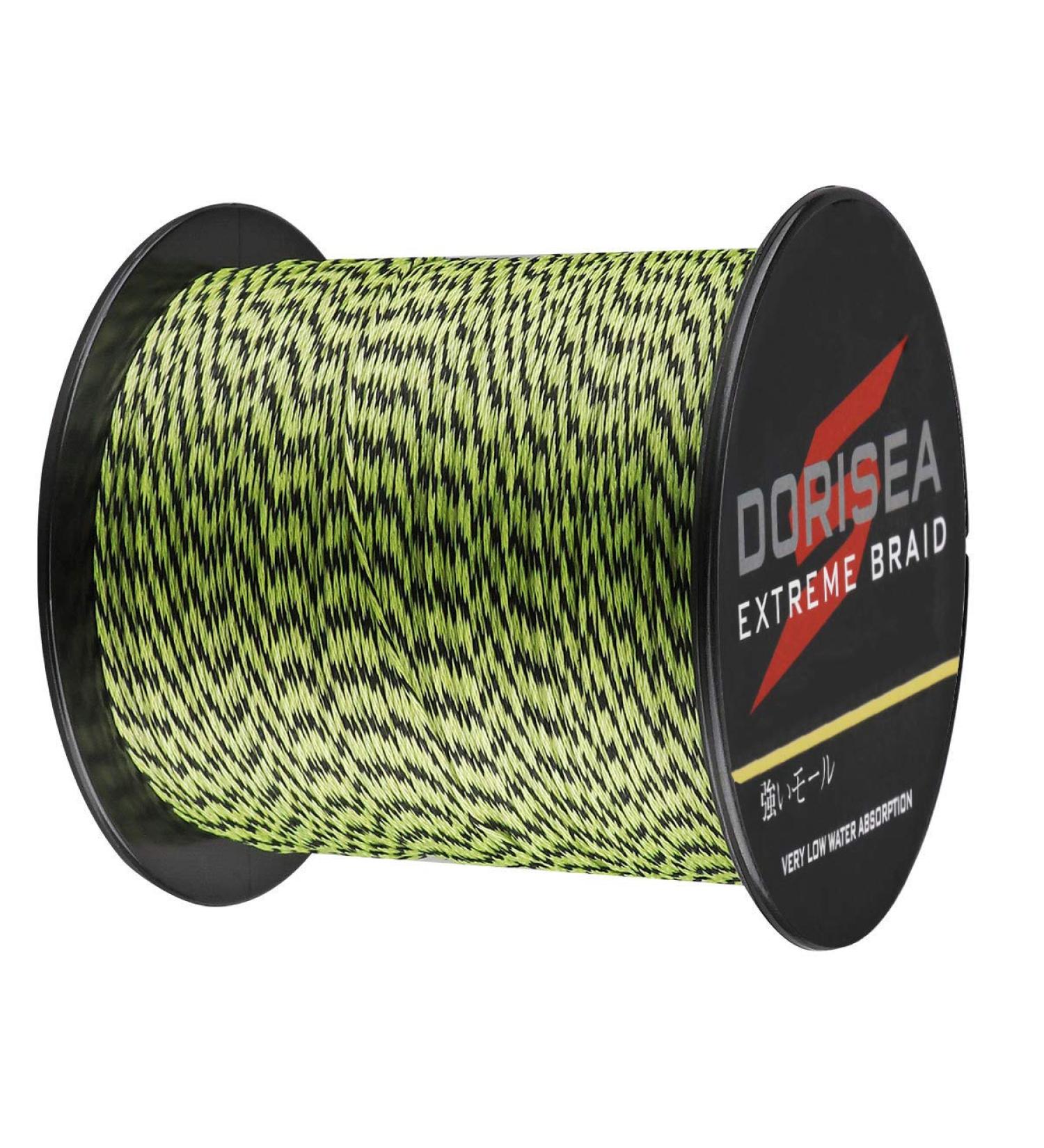 Dorisea Extreme Braid 100% PE 300m Fishing Line | 20lb Abrasion-Resistant Braided Wire Zero Stretch Neon Green & Black - Buy Online on GoSupps.com