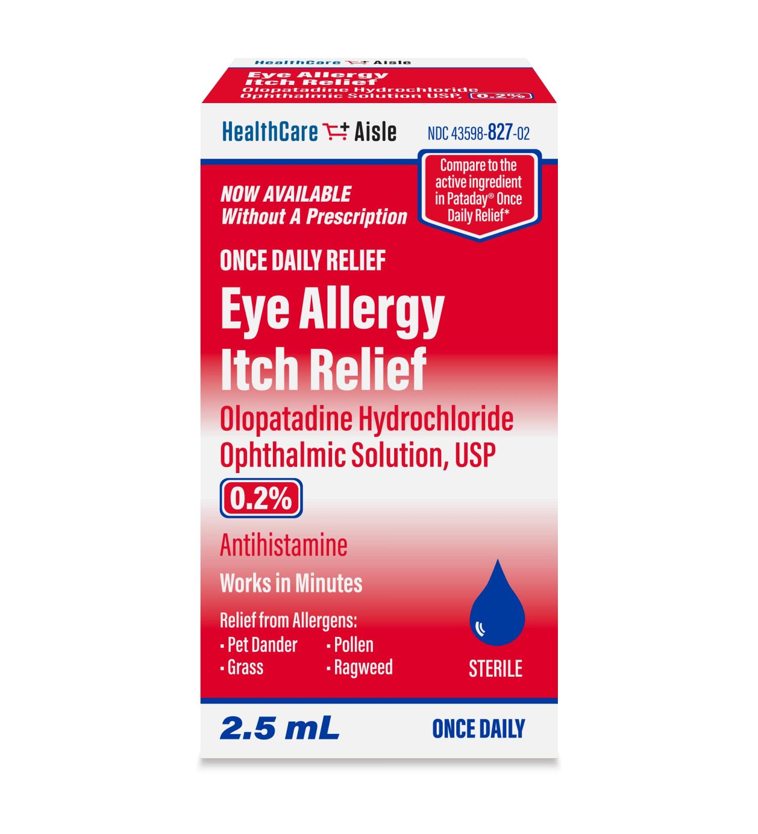 HealthCareAisle Eye Allergy Itch Relief - Olopatadine Hydrochloride Ophthalmic Solution USP 0.2% 2.5mL Eye Allergy Drops 0.08 Fl Oz (Pack of 1) Relief - Buy Online on GoSupps.com