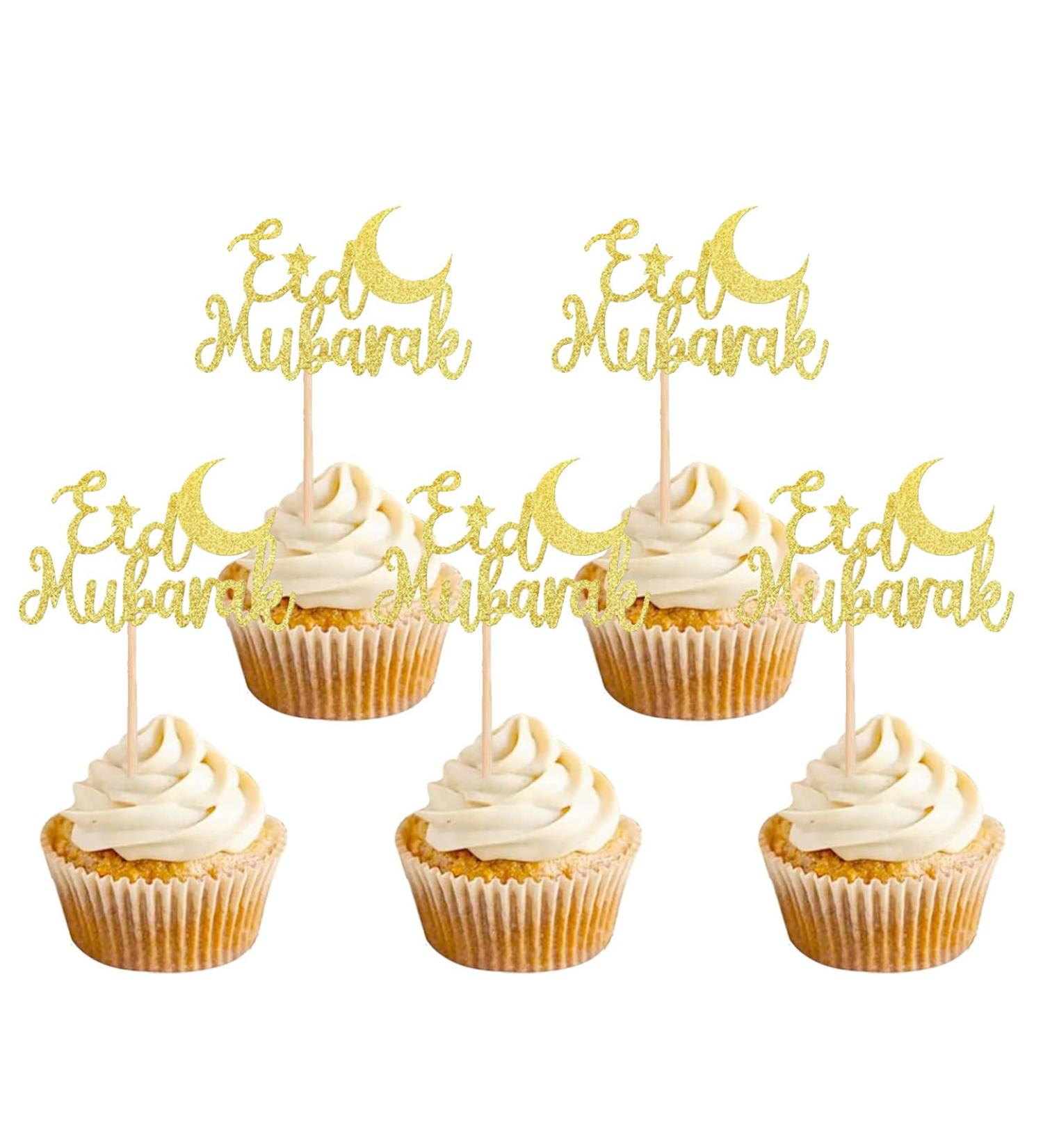 18 PCS Eid Mubarak Cake Topper Eid Mubarak Cupcake Toppers Muslim Mubarak Glitter Cake Decorations Ramadan Kareem Party Eid Decorations Birthday Cupcake Toppers - Buy Online on GoSupps.com