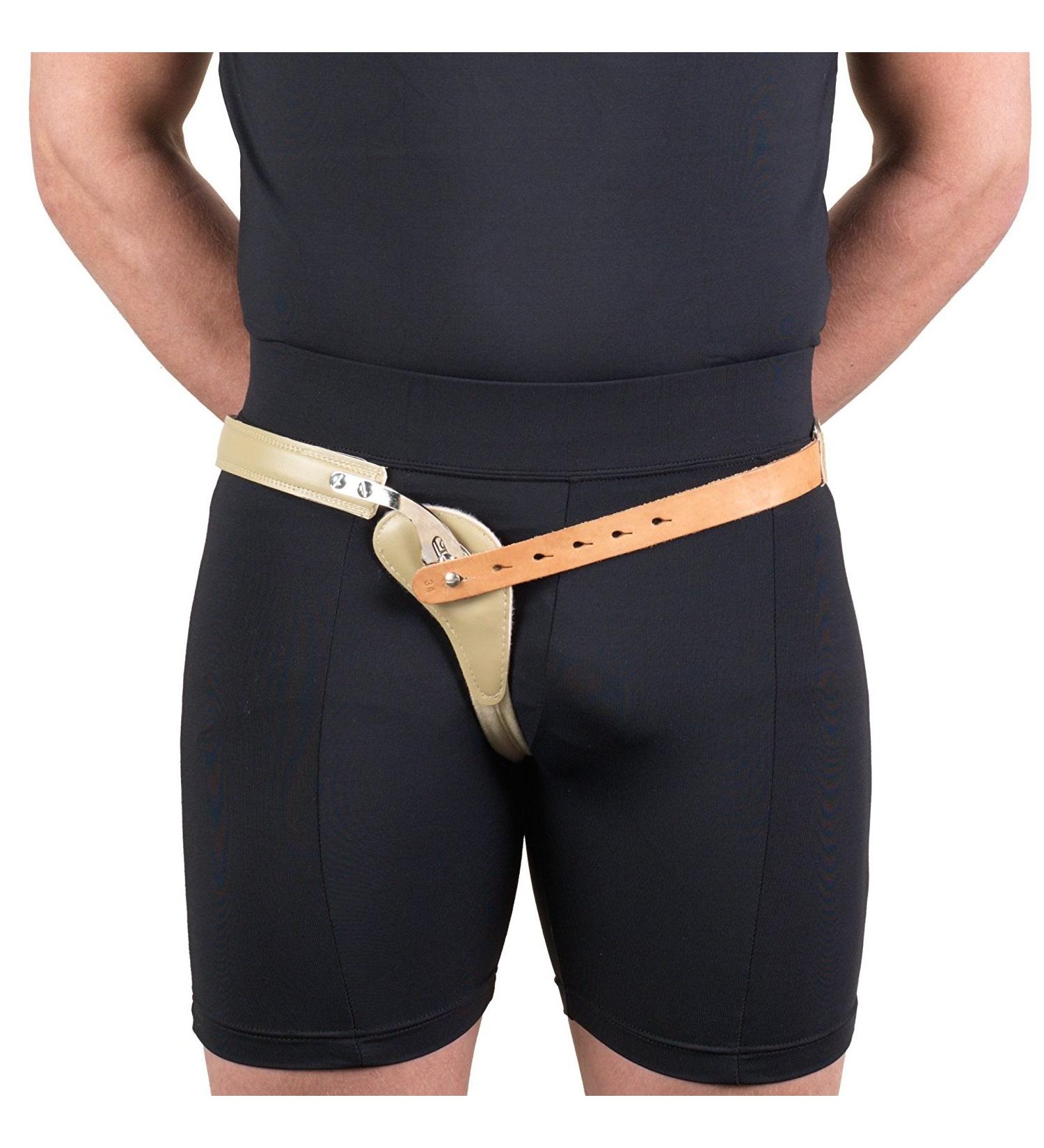 Buy Hernia Truss - Single Spring Scrotal Pad Compression Leather 34" Hip (Right) | International Shipping Available - Buy Online on GoSupps.com