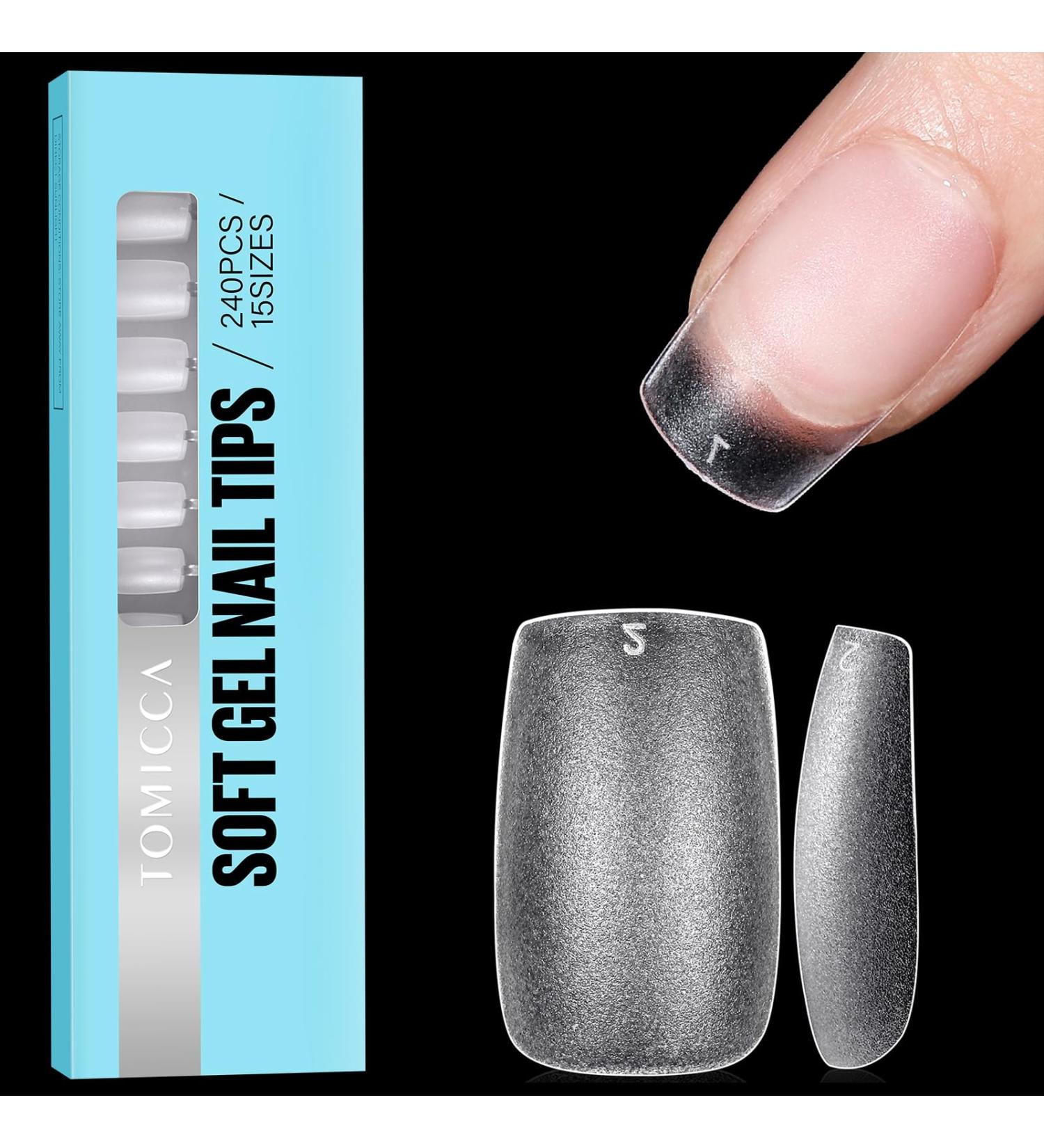 TOMICCA Short Square Nail Tips Clear Nail Tips Natural False Nails Square French Acrylic Nails Artificial Nails Tips for Girls Women (240 Pcs 15 Sizes) 2.Short Square - Buy Online on GoSupps.com