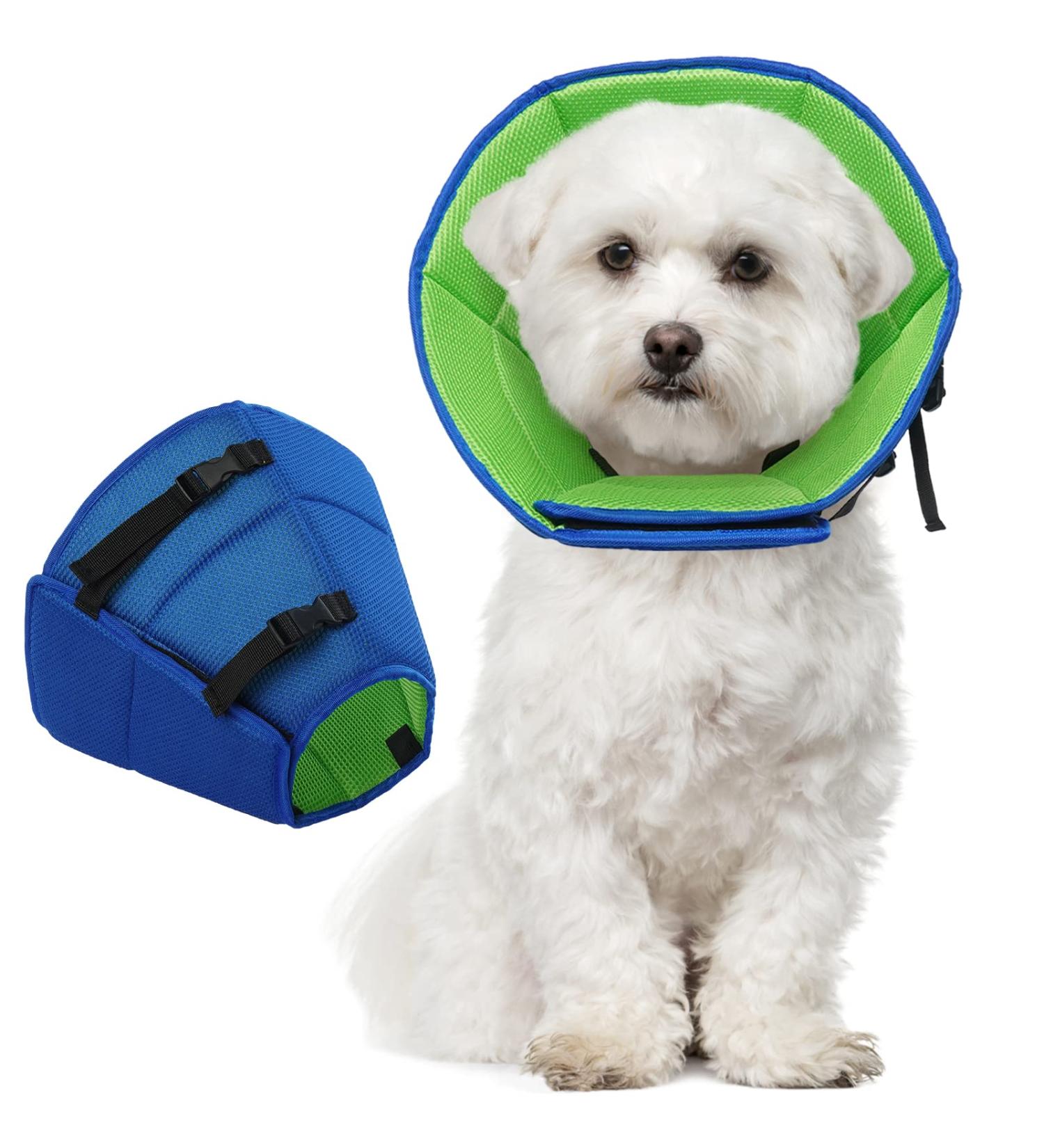 Kuoser Dog Cone Collar Blue M(Size) 28-36cm/11-14.2in - Soft Adjustable Recovery Collar for Dogs After Surgery - Anti-Bite Protection & Quick Healing - Buy Online on GoSupps.com